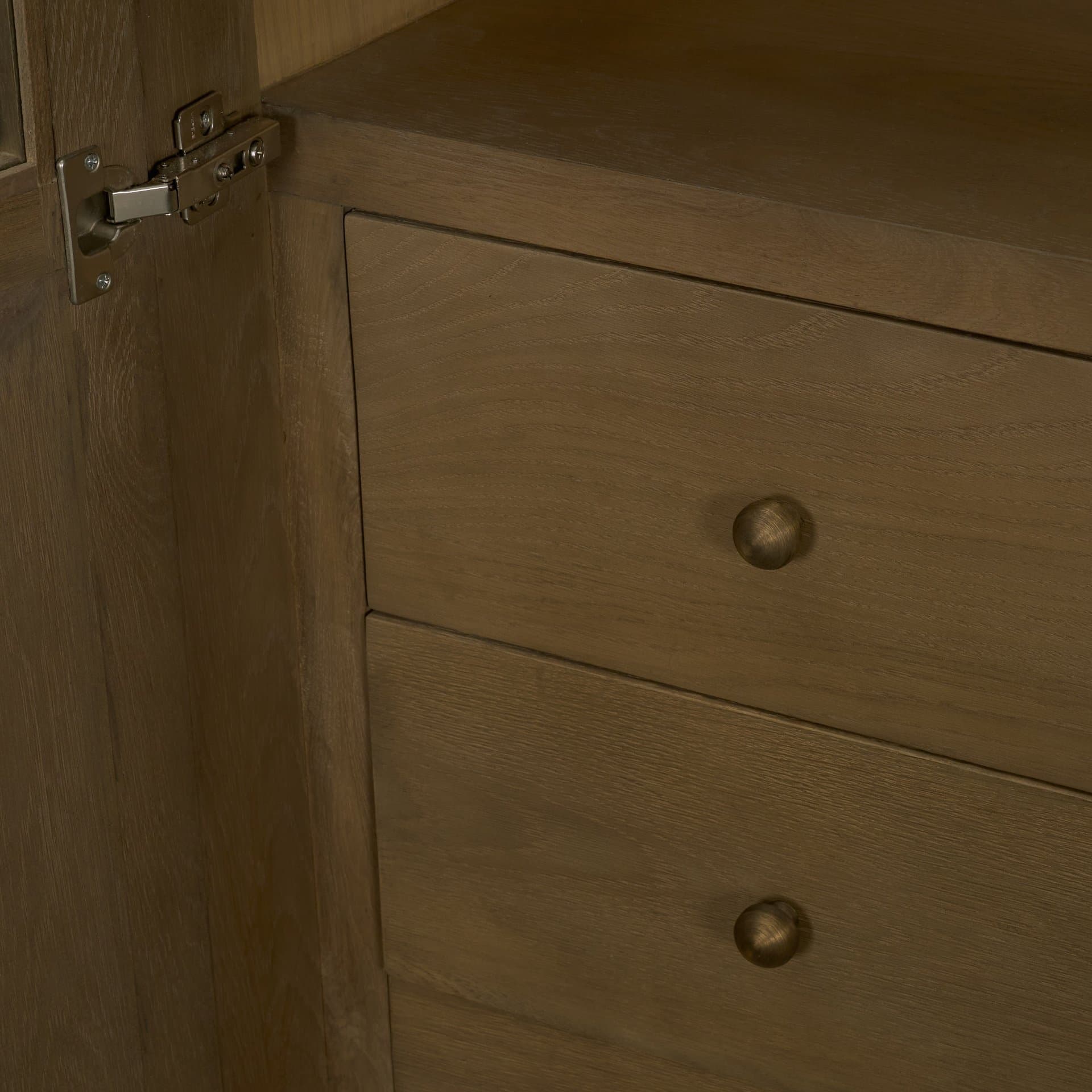 Henry Dark & Light Brown Oak Wood w/ Glass Doors Curio Cabinet — product photograph