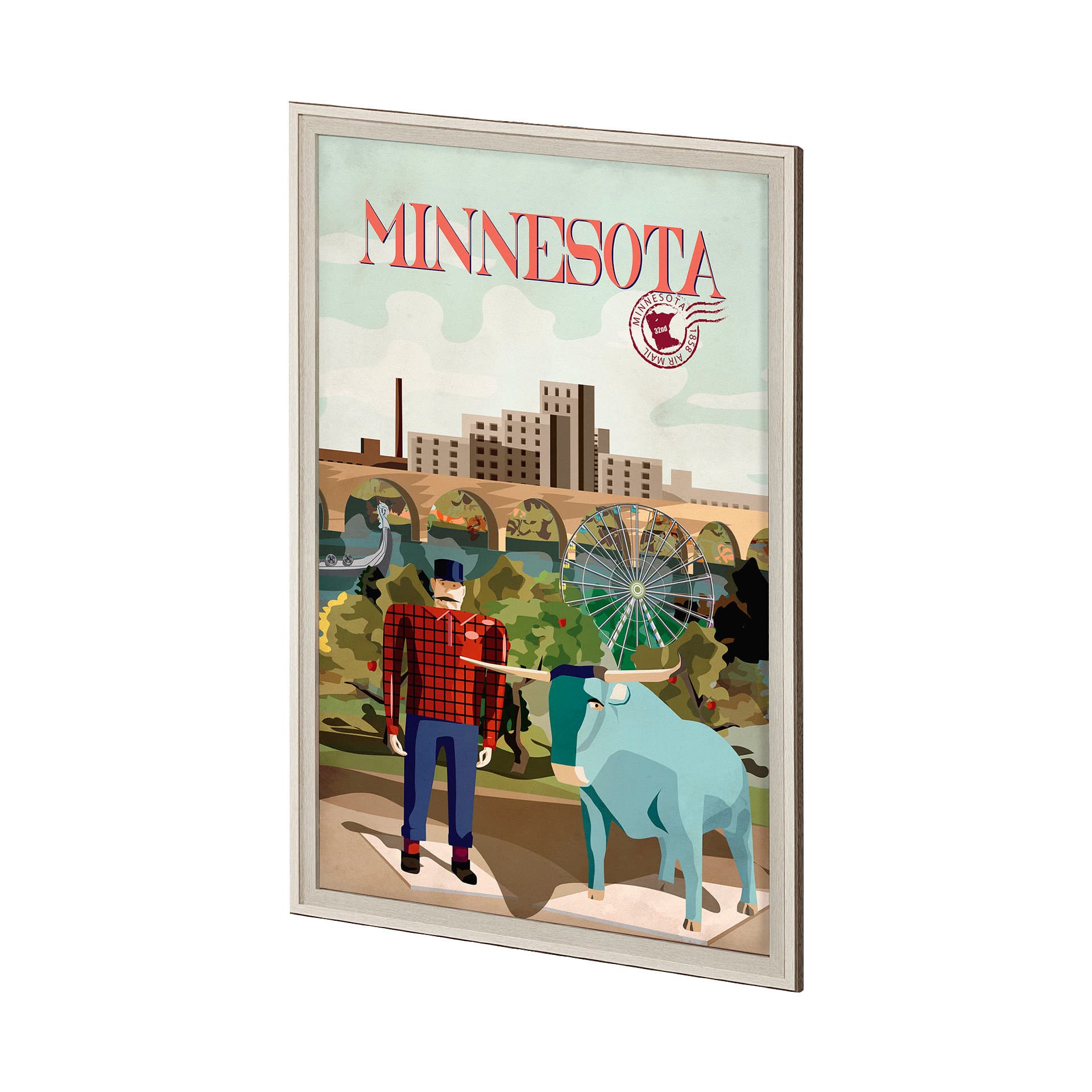 Minnesota Go USA (XL) by Mercana Studio a Hand Embellished Decograph Framed Art Print under Glass — product photograph