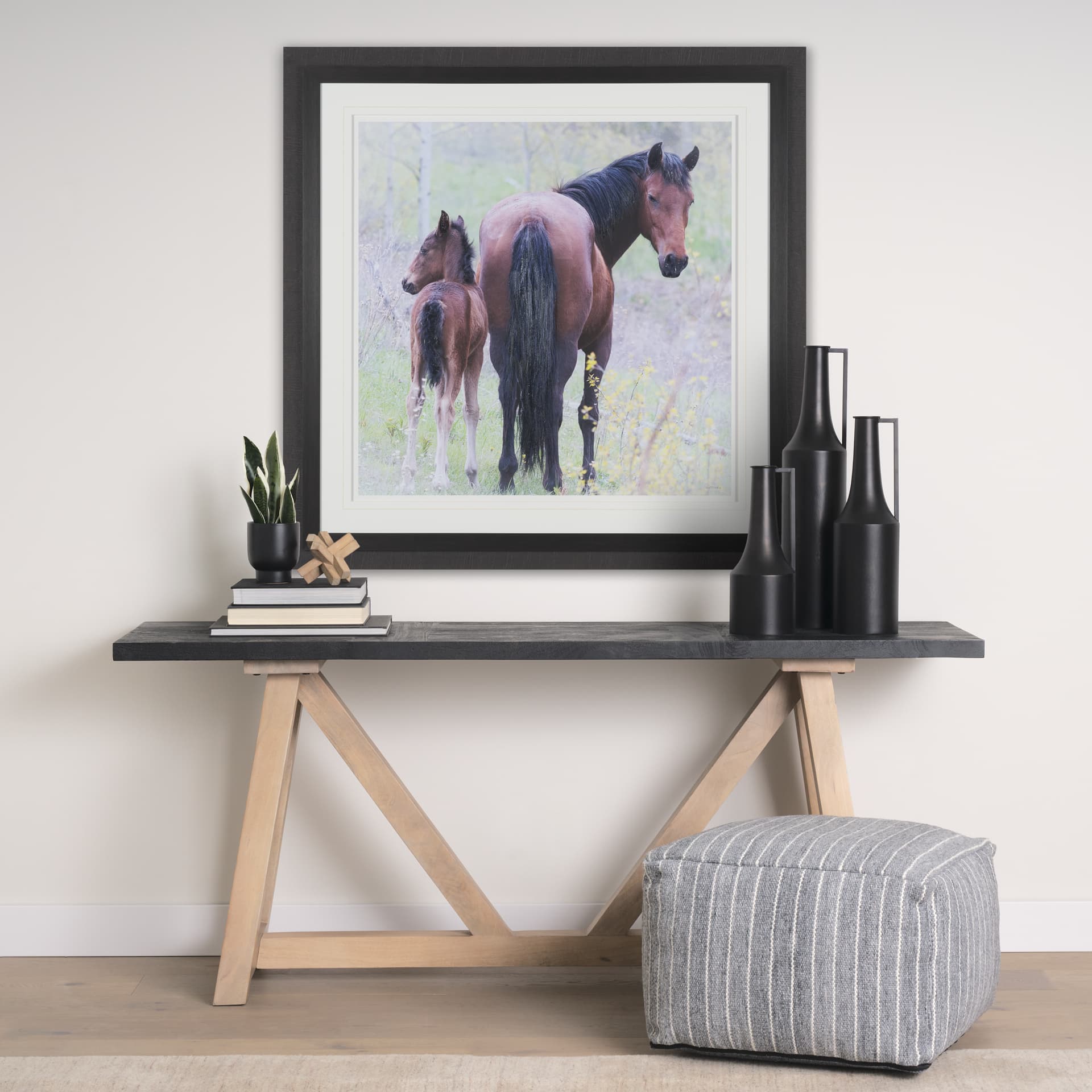 A Watchful Bond by Chad Mackay Hand Embelished Framed Art Print Matted under Glass — in a styled room