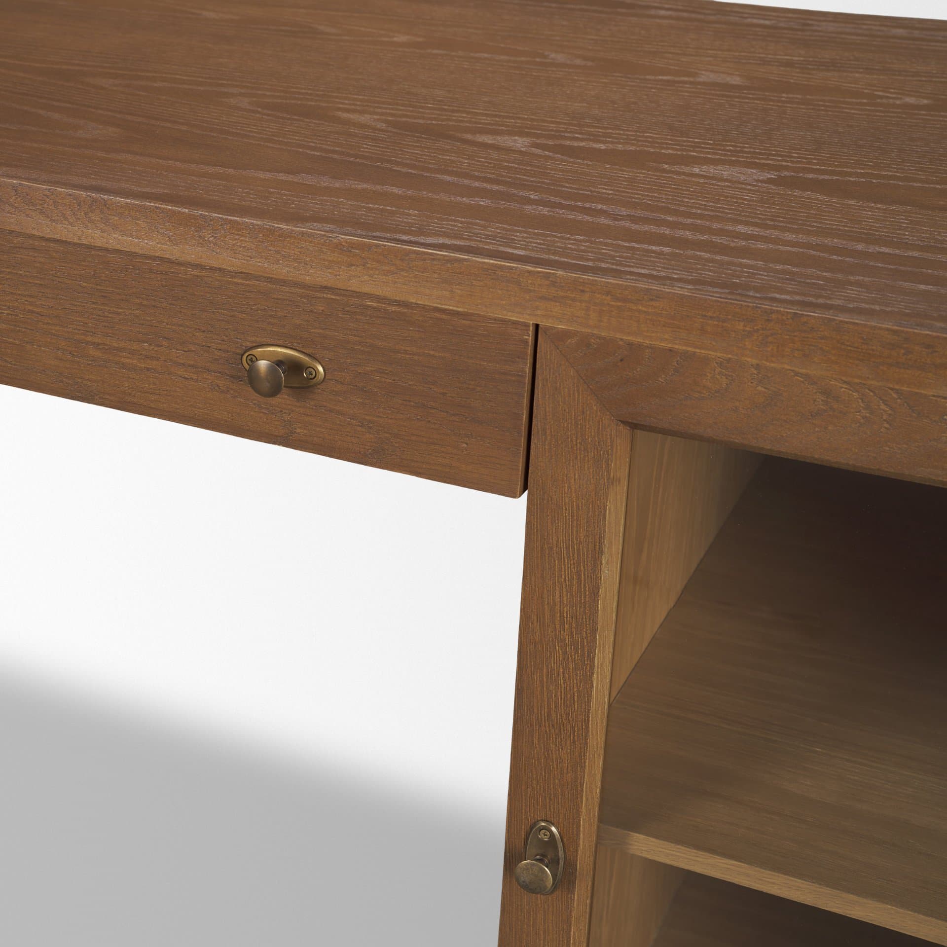 Winsford Two-Tone Oak Writing Desk w/ Glass Doors — product photograph