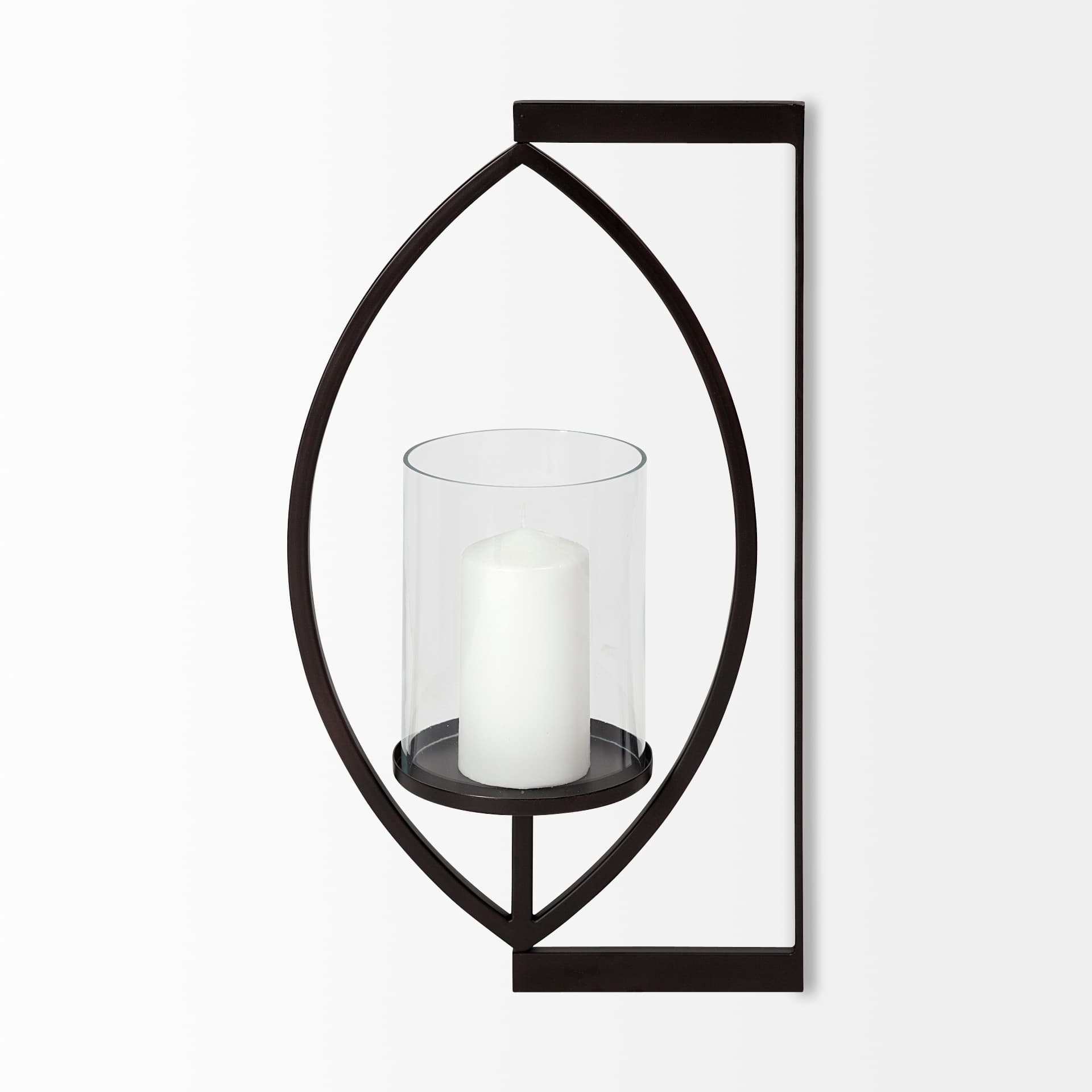 Drax 22"H Black Metal Wall Candle Holder — product photograph