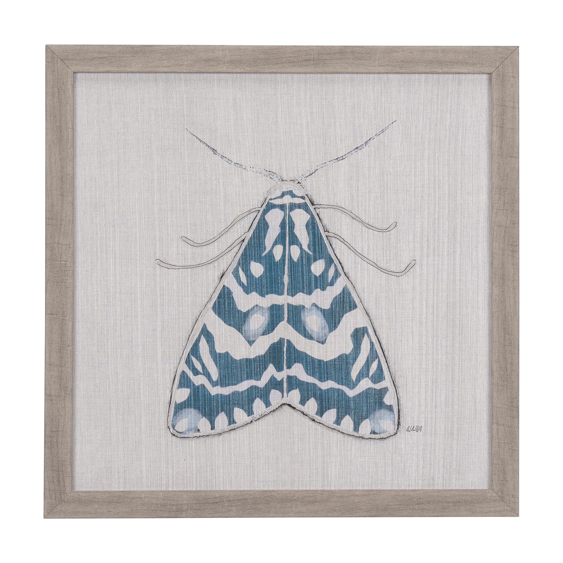 Moth Blue III by Mercana Studio a Hand Embellished Textured Framed Art Print — product photograph
