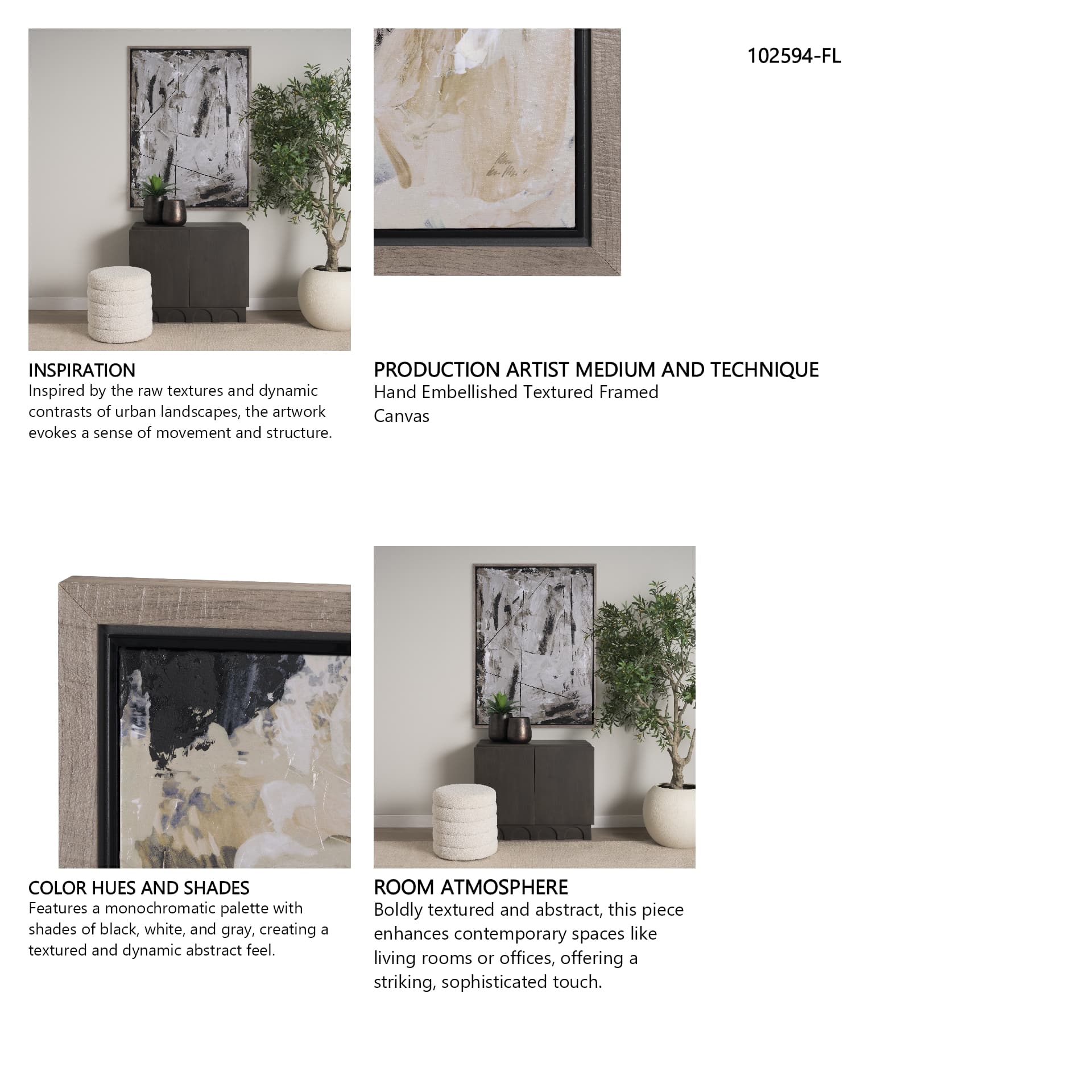 Clay III by Mercana Studio a Hand Embellished Textured Framed Canvas — in a styled room