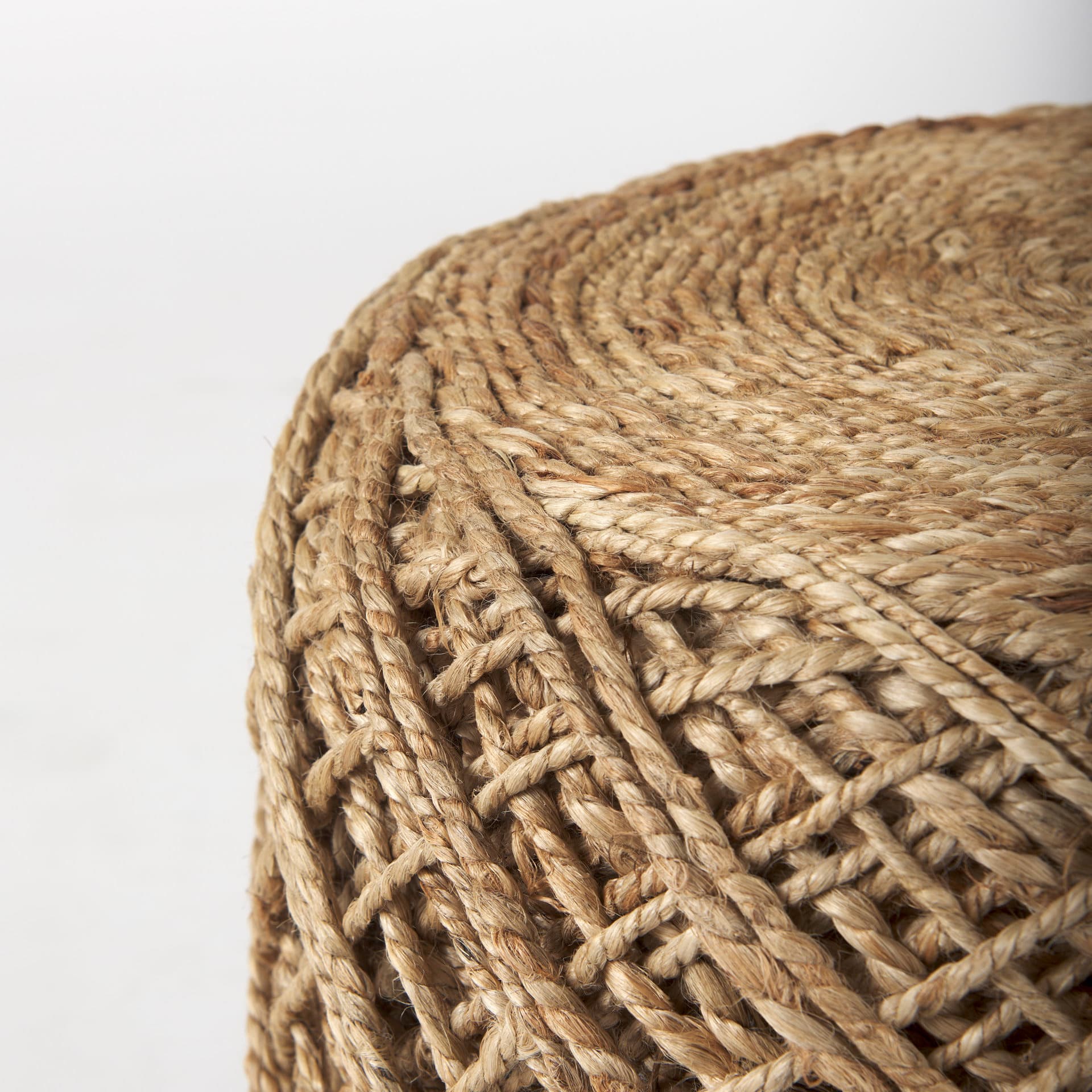 Allium Brown Handwoven Wool Cylindrical Pouf — product photograph