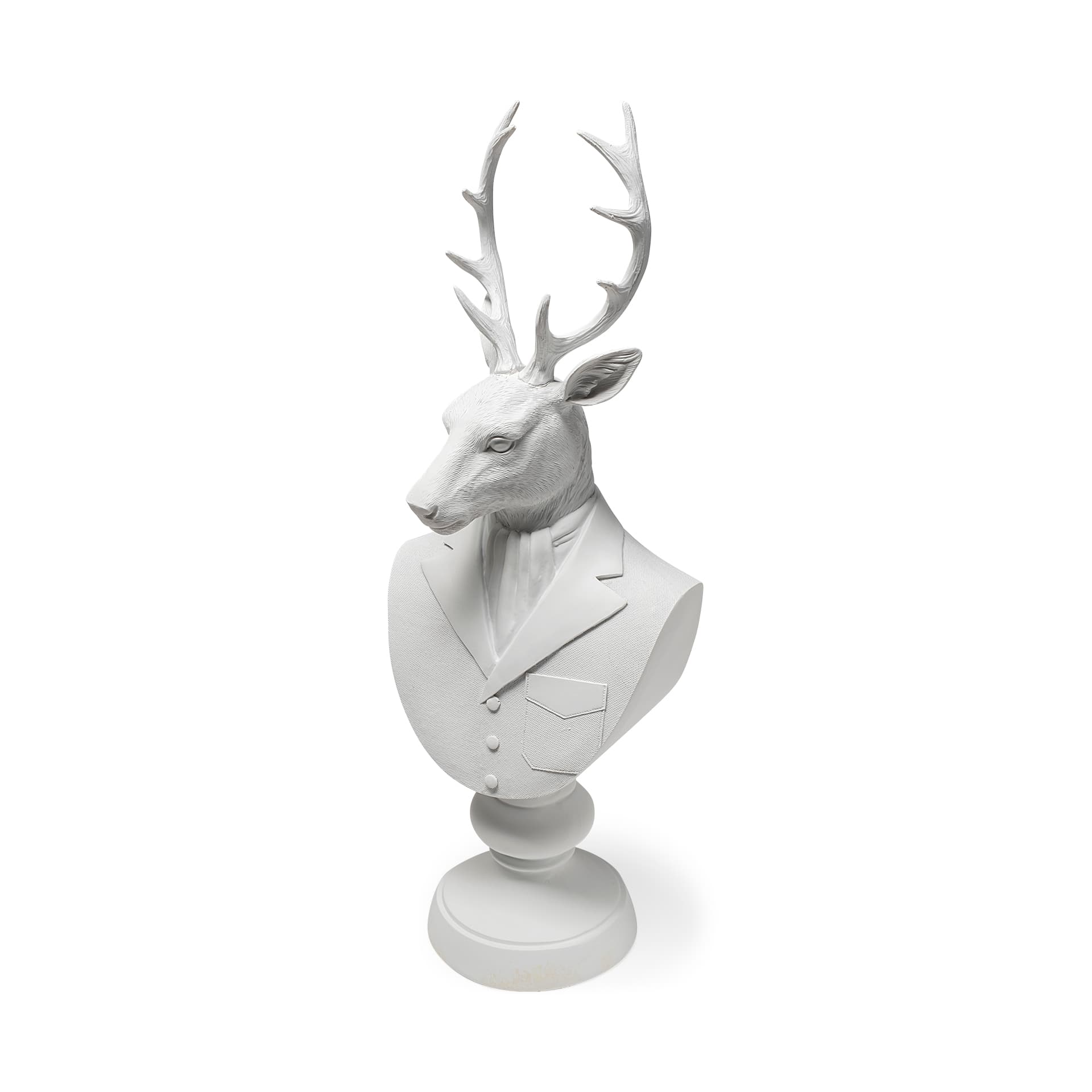 Mozart 22.5H White Painted Resin Deer In A Suit Bust — product photograph