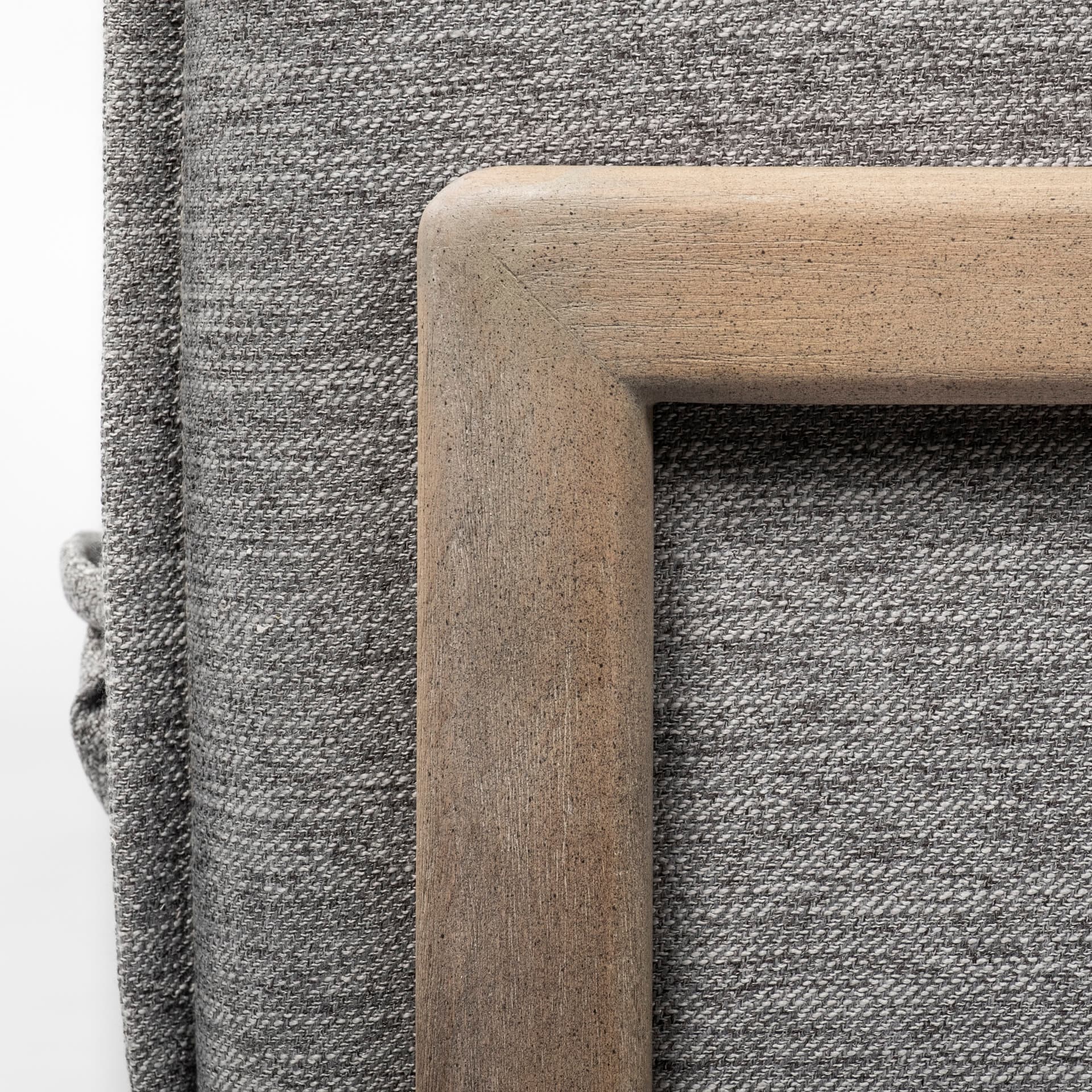 Roy II Castlerock Gray Upholstered and Brown Wood Frame Arm Chair — product photograph
