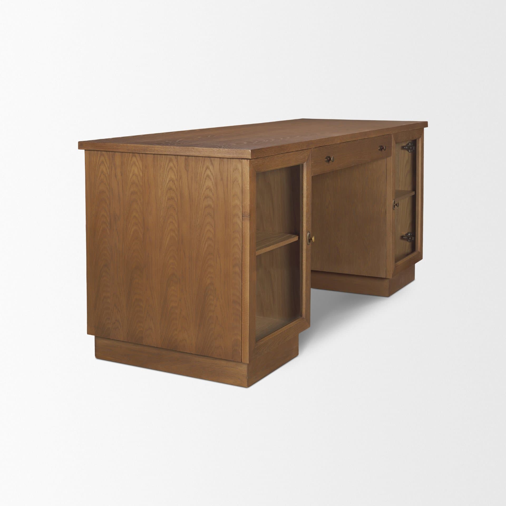 Winsford Two-Tone Oak Writing Desk w/ Glass Doors — product photograph