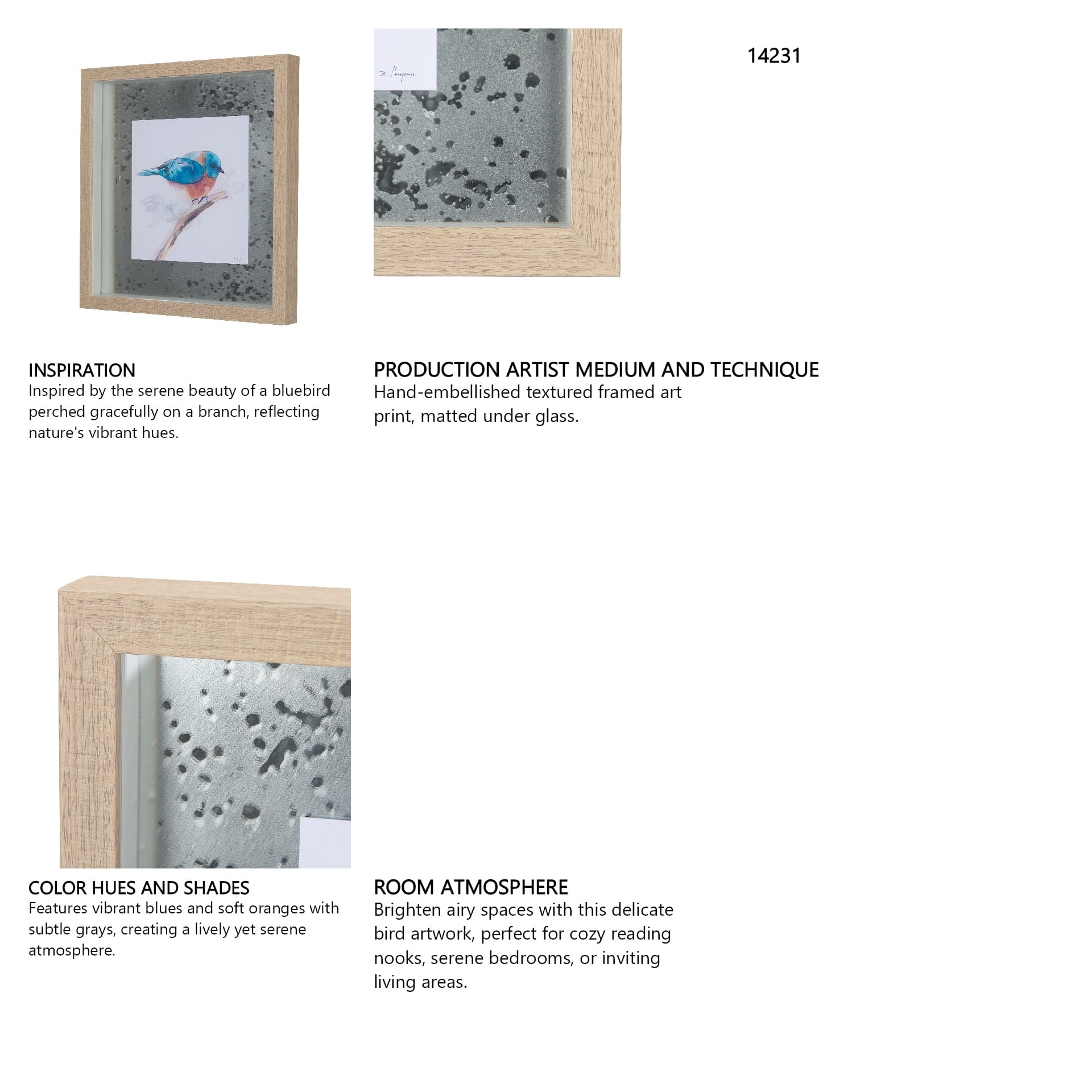 Eastern Blue IV by Mercana Studio a Hand Embellished Textured Framed Art Print Matted under Glass — in a styled room
