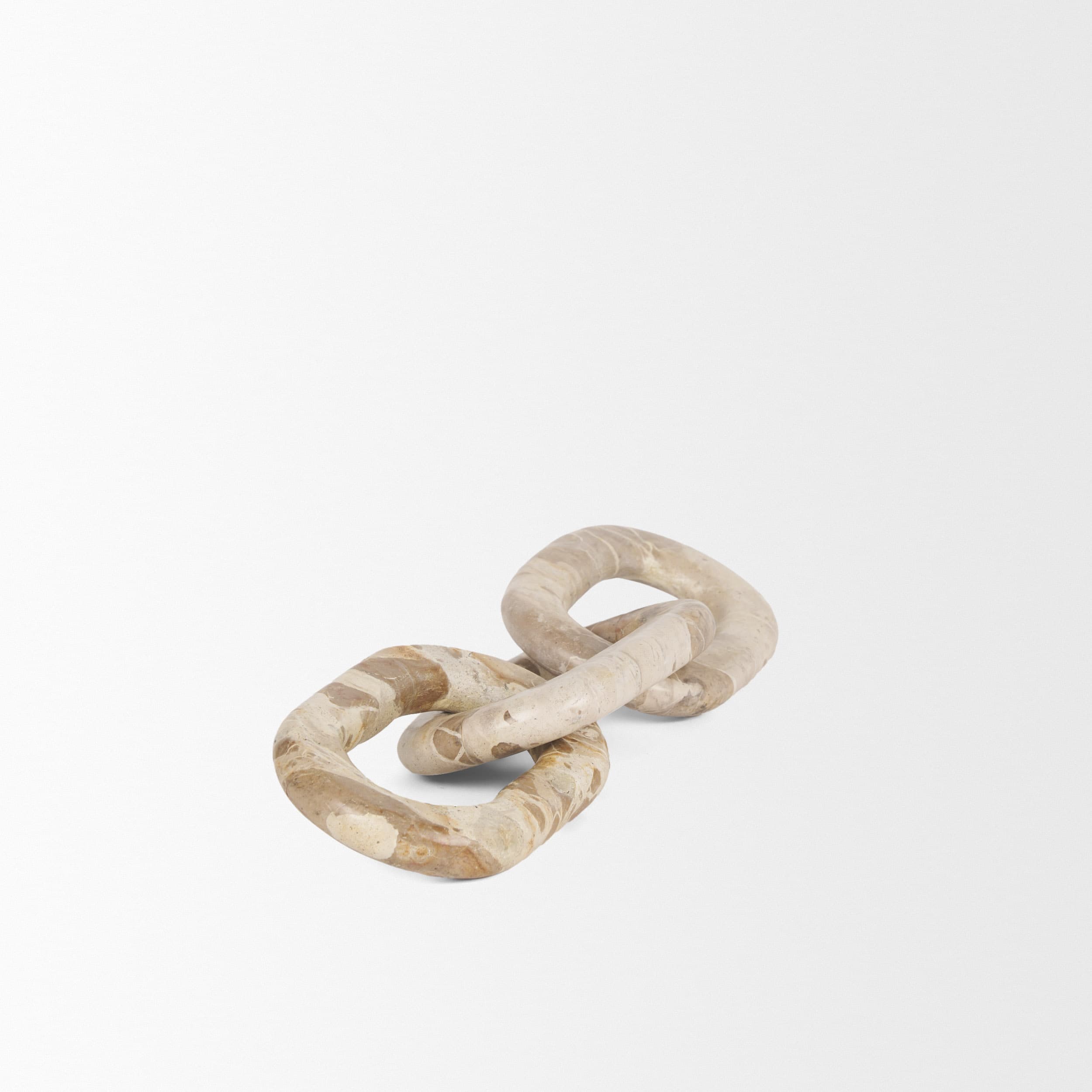 Reinir Beige Marble Chain Link Decorative Object — product photograph