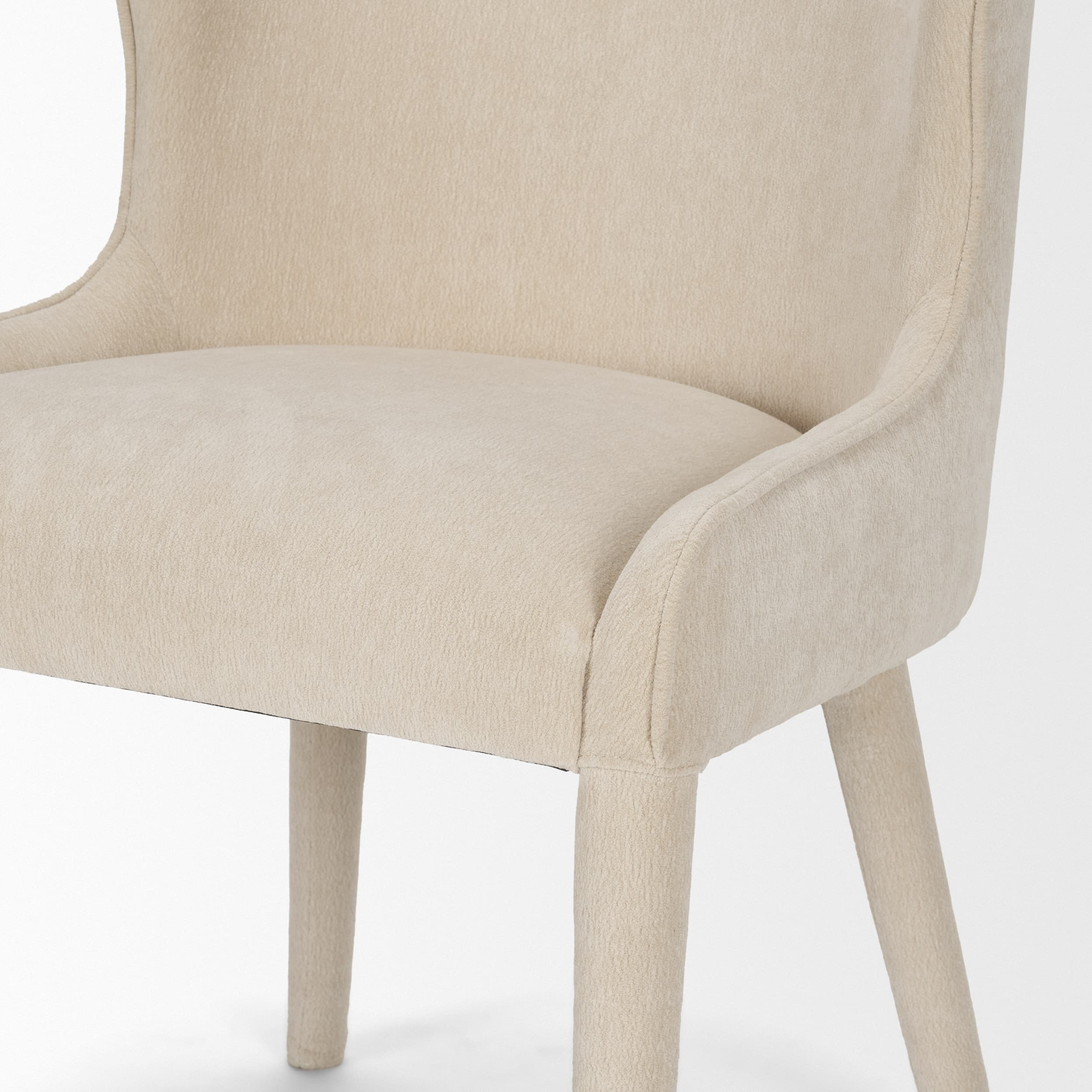 Nolan Wingback Dining Side Chair | Cream Chenille w/ Tapered Wood — product photograph