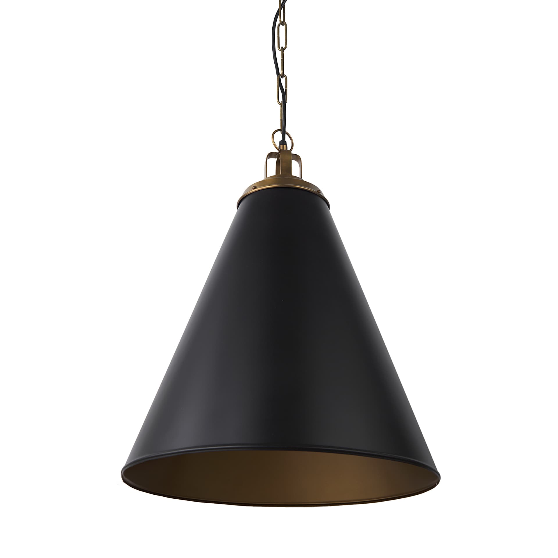 Fenton 18.0L x 18.0W x 23.0H Black W/Antiqued Gold Accents Pendant Light — product photograph