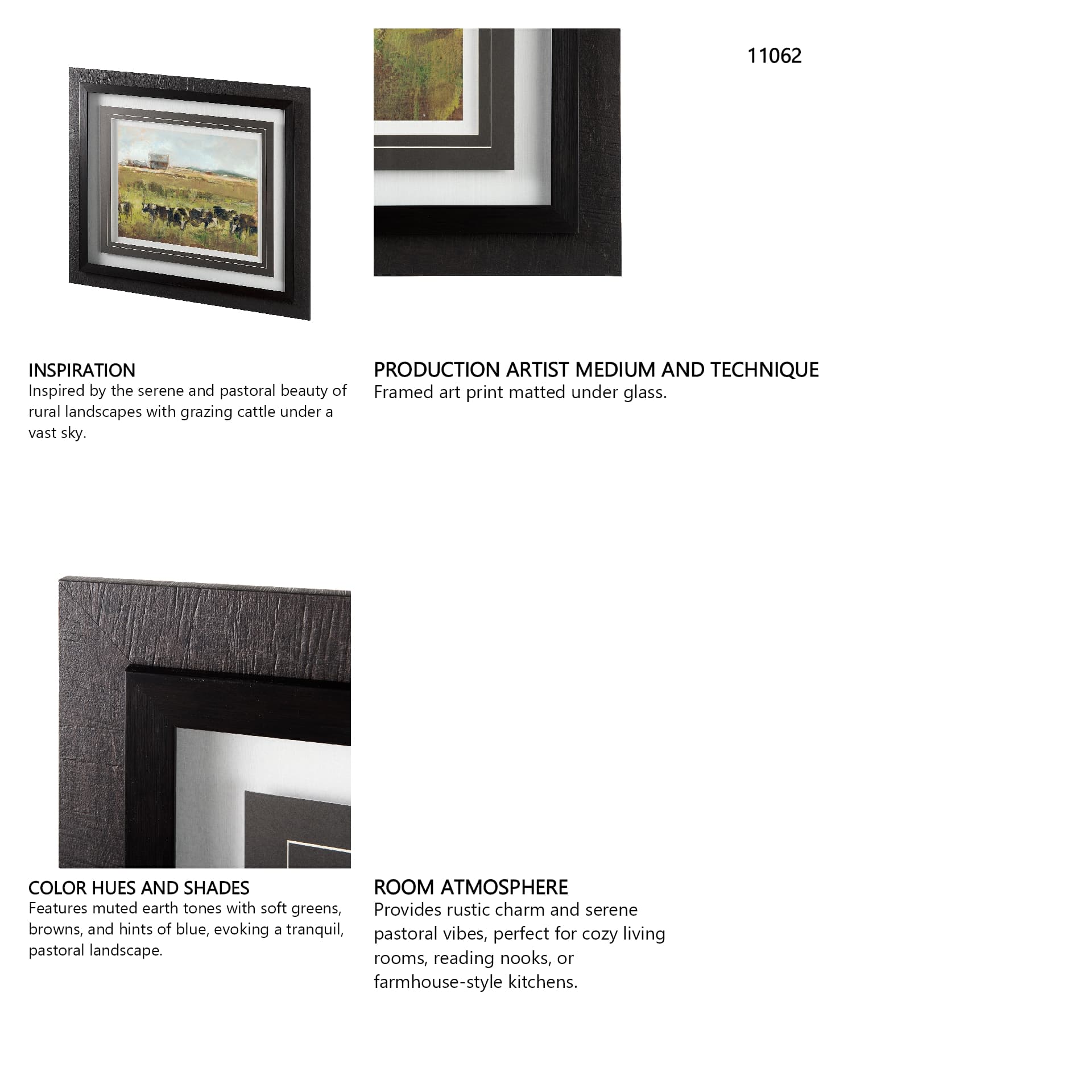 Out to Pasture I by Ethan Harper a Framed Art Print Matted under Glass — in a styled room