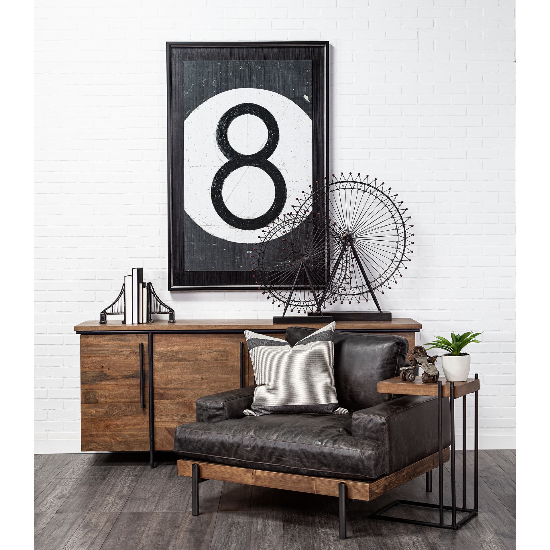Suspension Set of 2 19L x 4W Brown Wrought Iron Suspension Bridge Bookends — in a styled room
