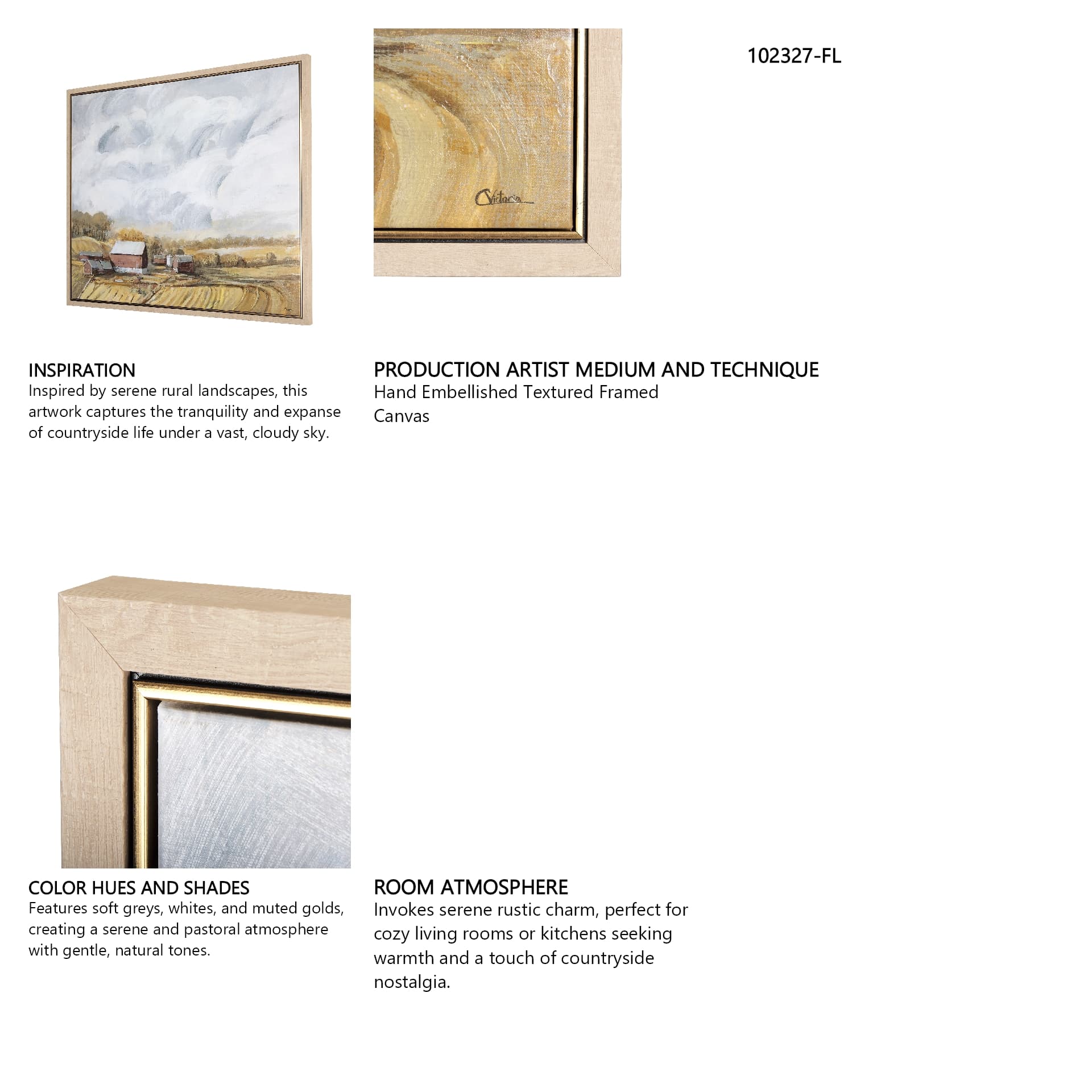 Farmland view I by Mercana Studio a Hand Embellished Textured Framed Canvas — in a styled room