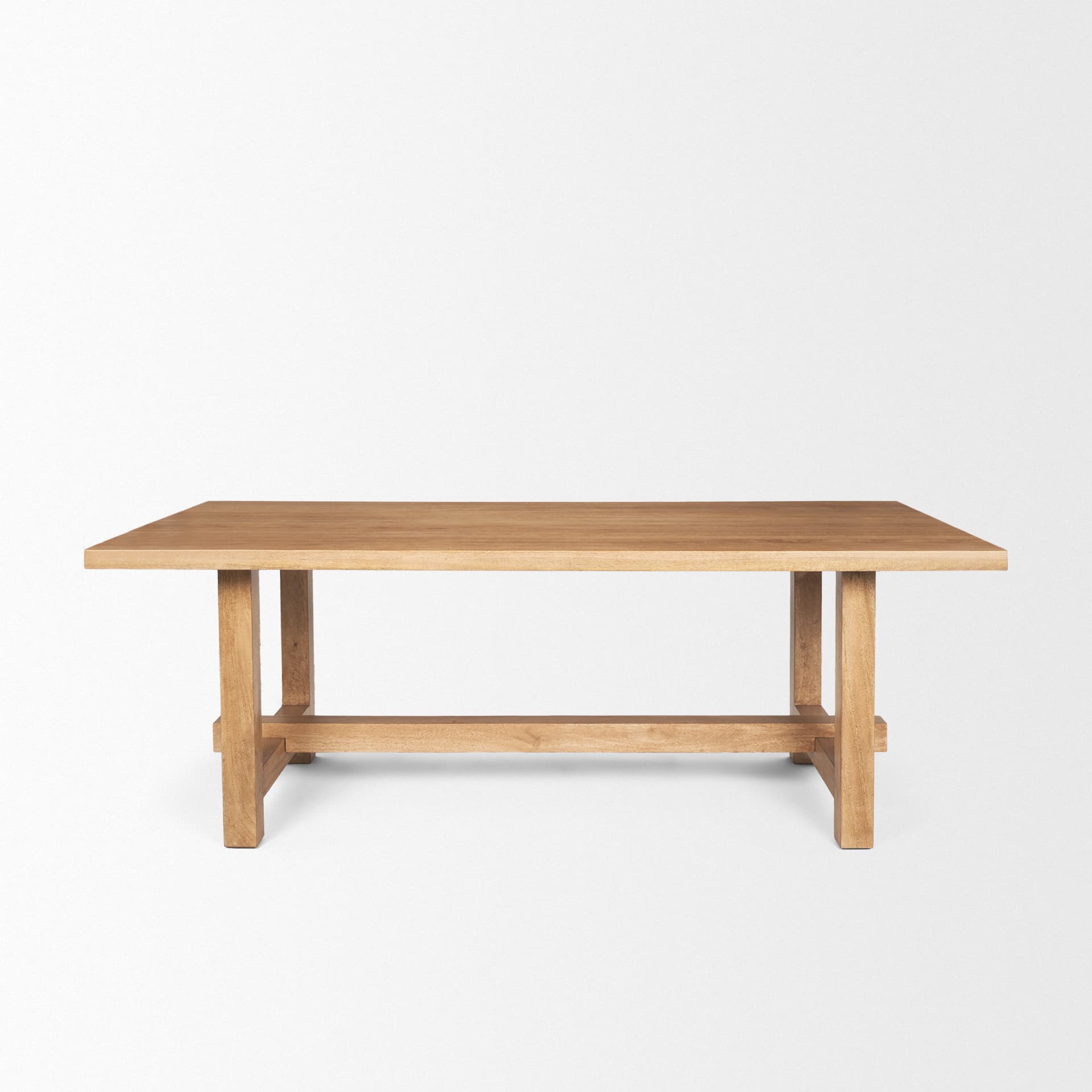 Suke 84"L x 42"W Rectangular Trestle Dining Table | Natural Wood | Seats 8 — product photograph