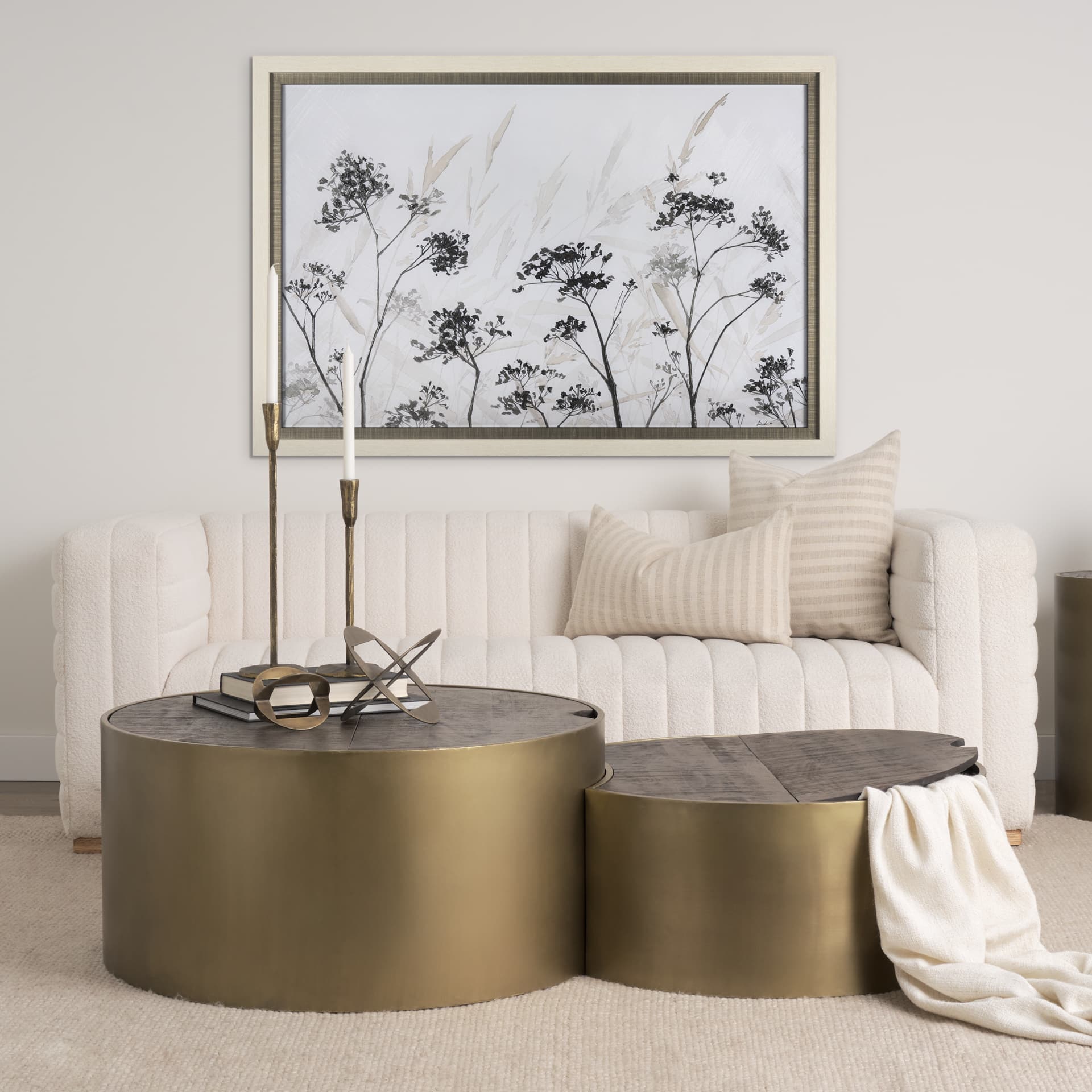 Meadow by Mercana Studio a Hand Embellished Textured Framed Art Print Matted under Glass — in a styled room