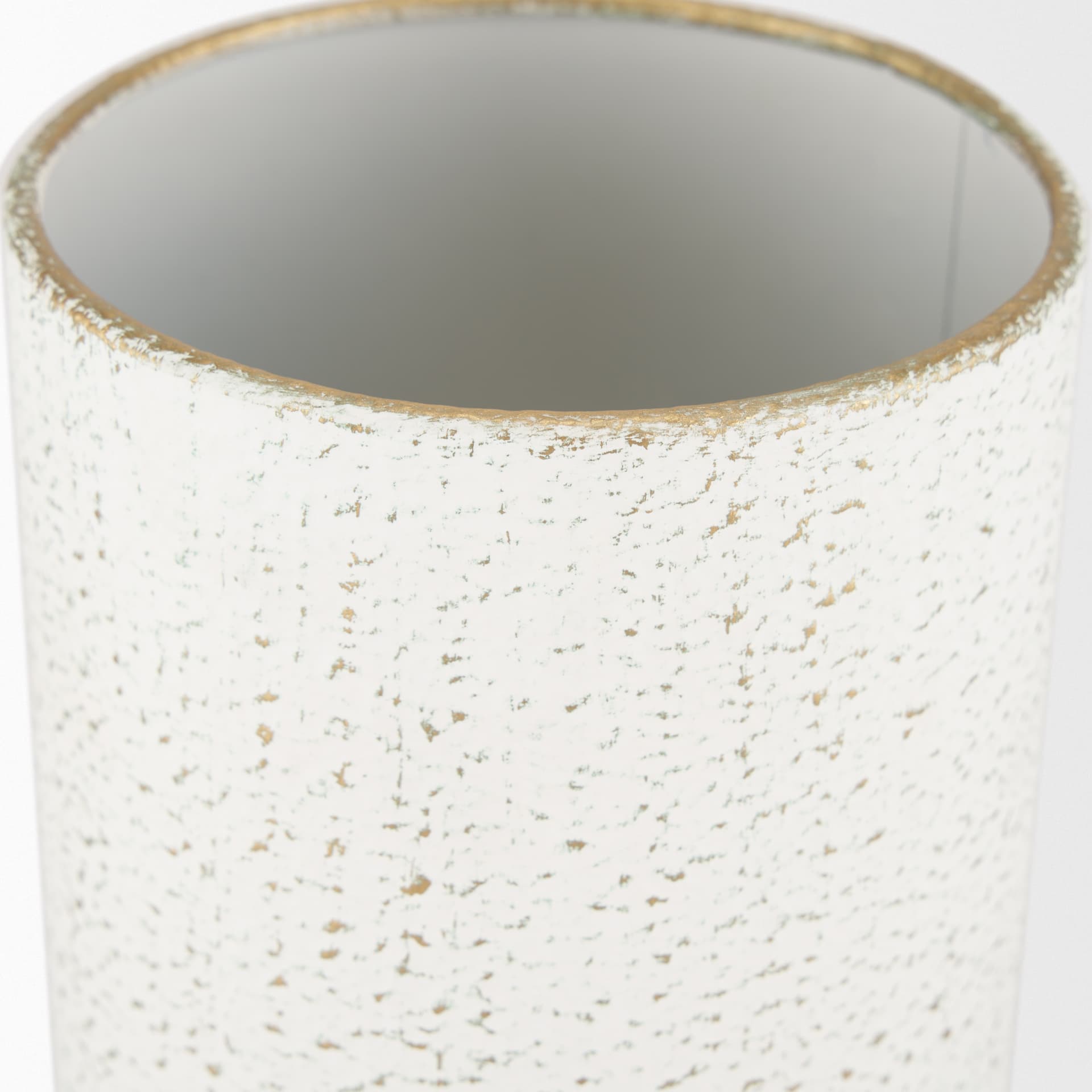 Tovah Small Textured White w/ Gold Metal Vase — product photograph