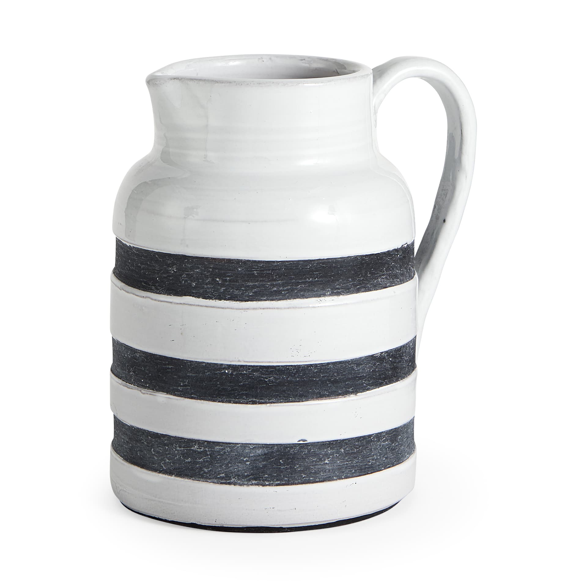 Harmon II Large White w/ Charcoal Stripes Ceramic Jug — product photograph