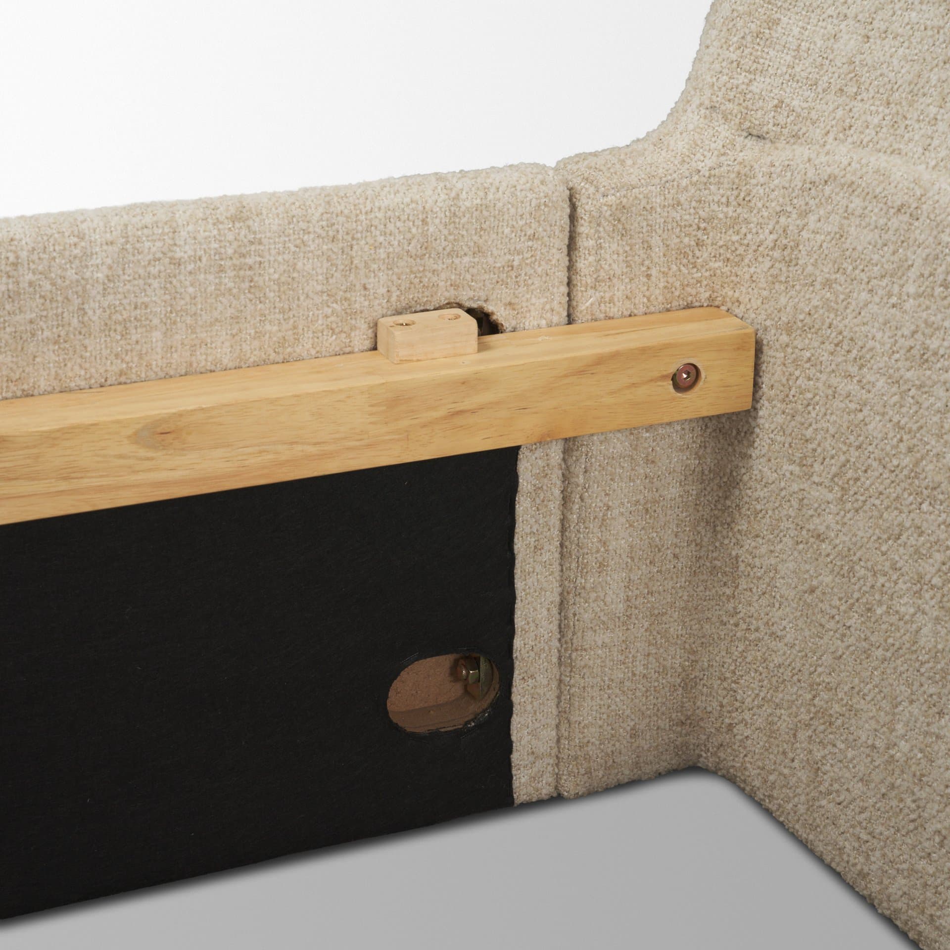 Solene King Upholstered Bedframe w/ Footbed | Curved Headboard | Oatmeal Fabric — product photograph