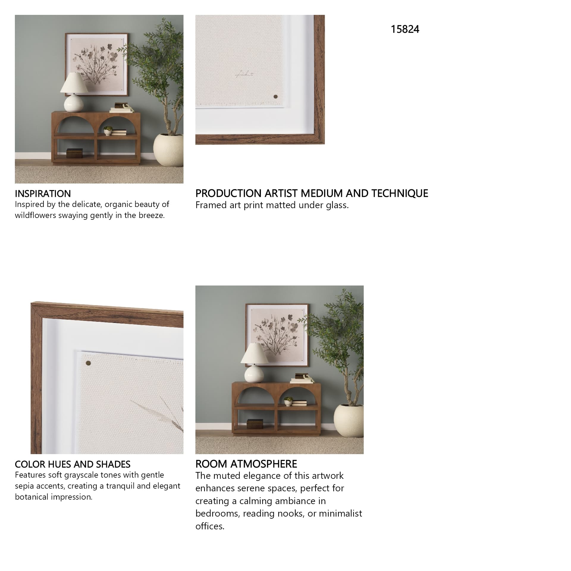 Floral Impressions III by Melody Ducharme a Framed Art Print Matted under Glass — in a styled room