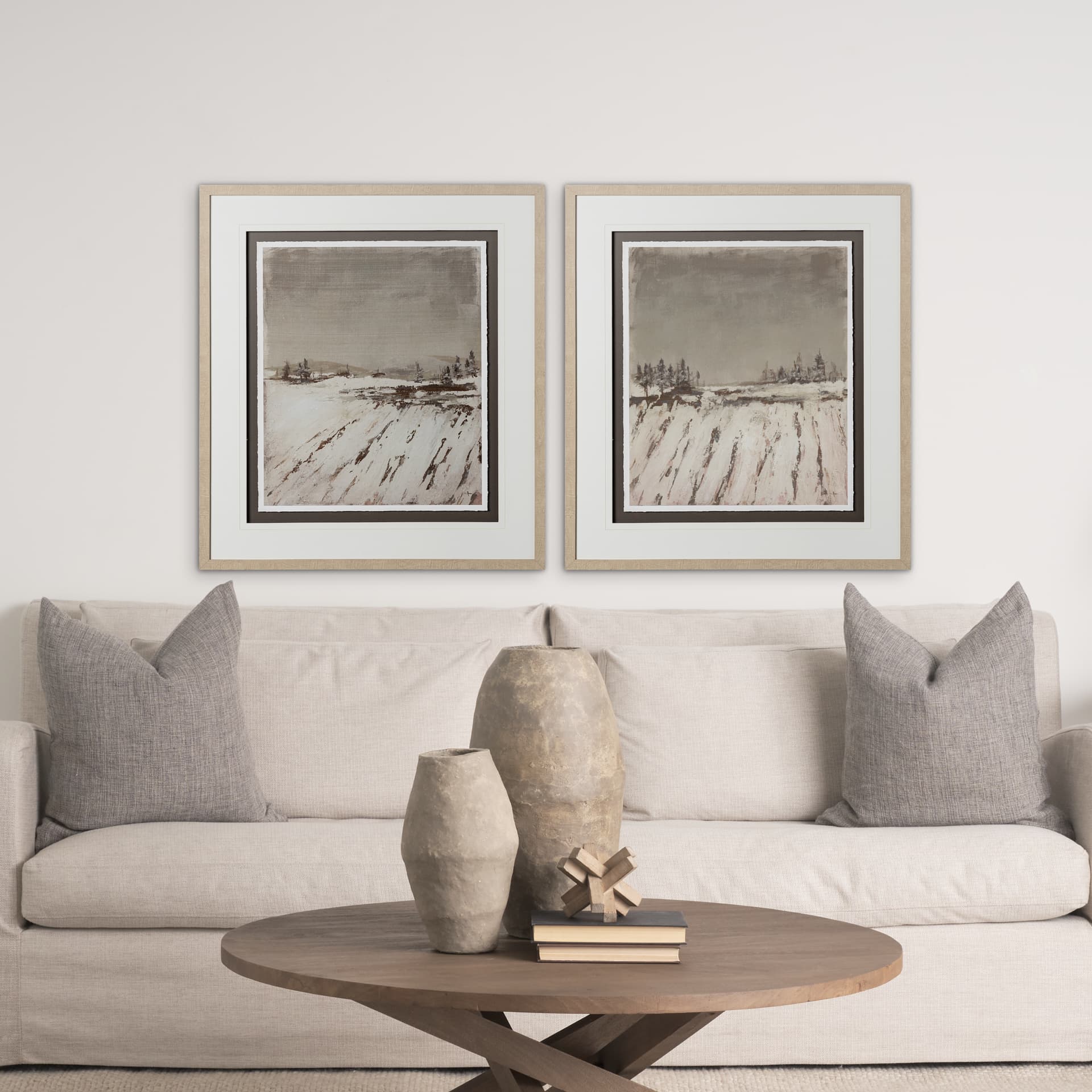 Silent Snow I by Jonathan Klassen a Hand Embellished Textured Framed Art Print Matted under Glass — in a styled room