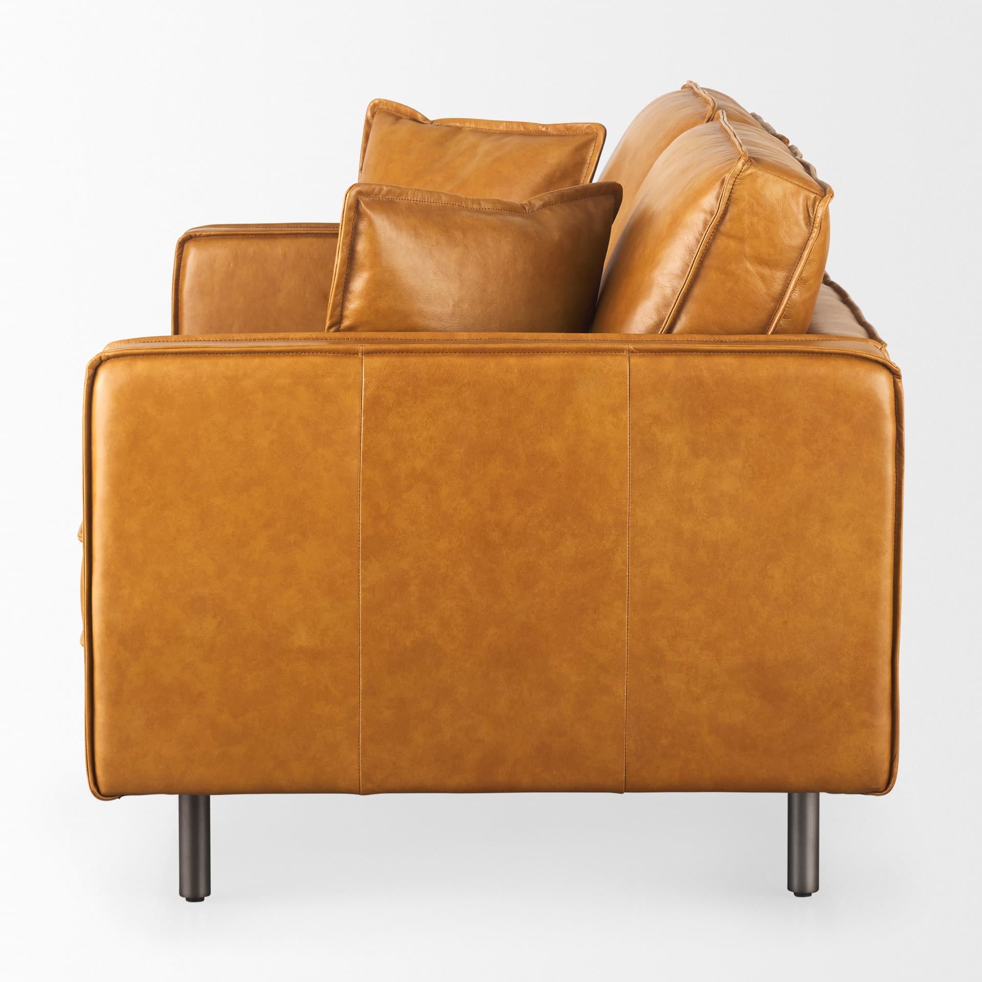 D'Arcy 65.0L x 37.0W x 34.0H Tan Leather Love Seat — product photograph