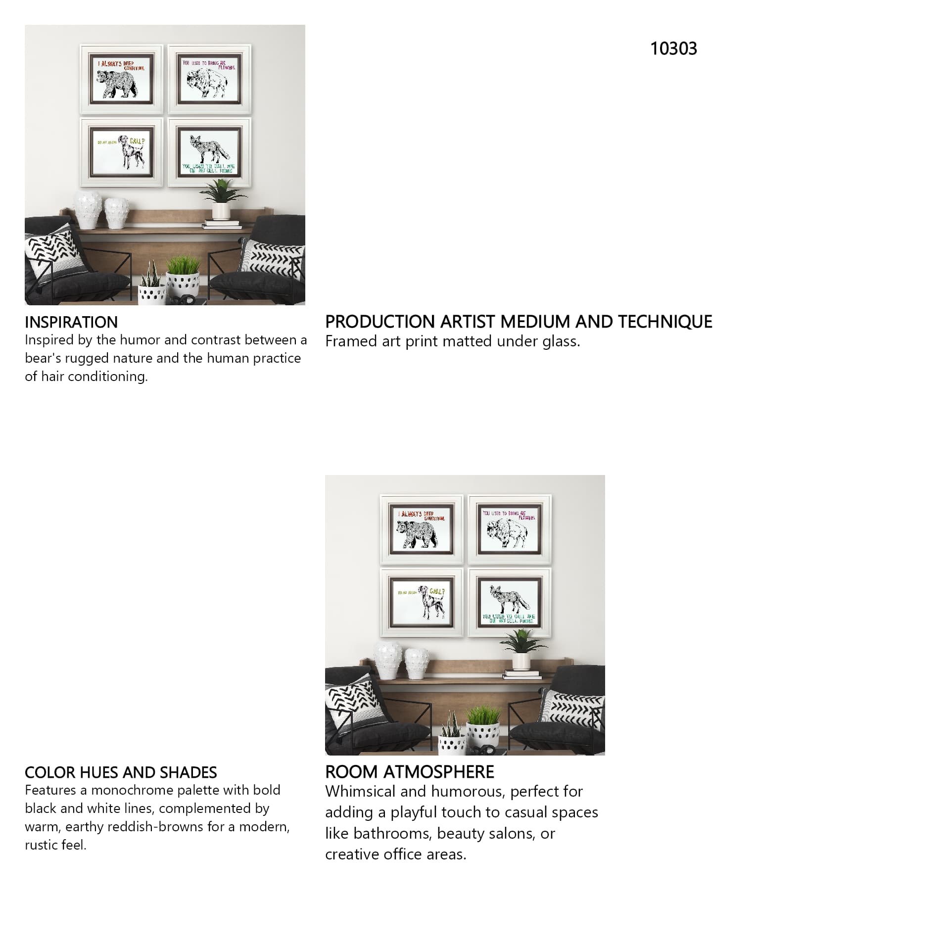 Bear by Marie, Natasha a Framed Art Print Matted under Glass — in a styled room
