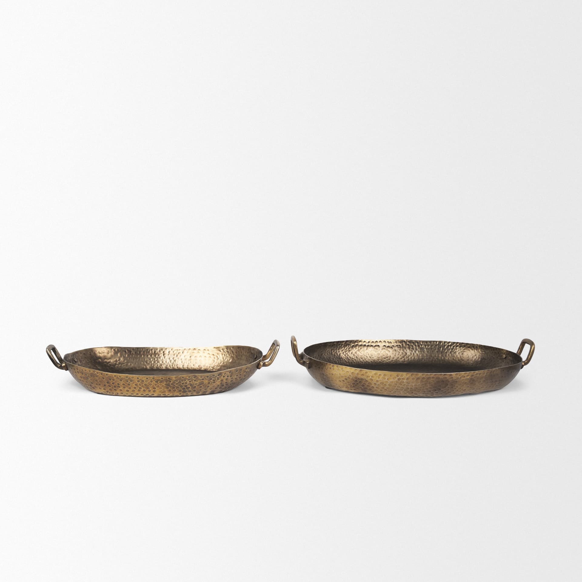 Pama Hammered Gold Metal Decorative Trays (Set of 2) — product photograph
