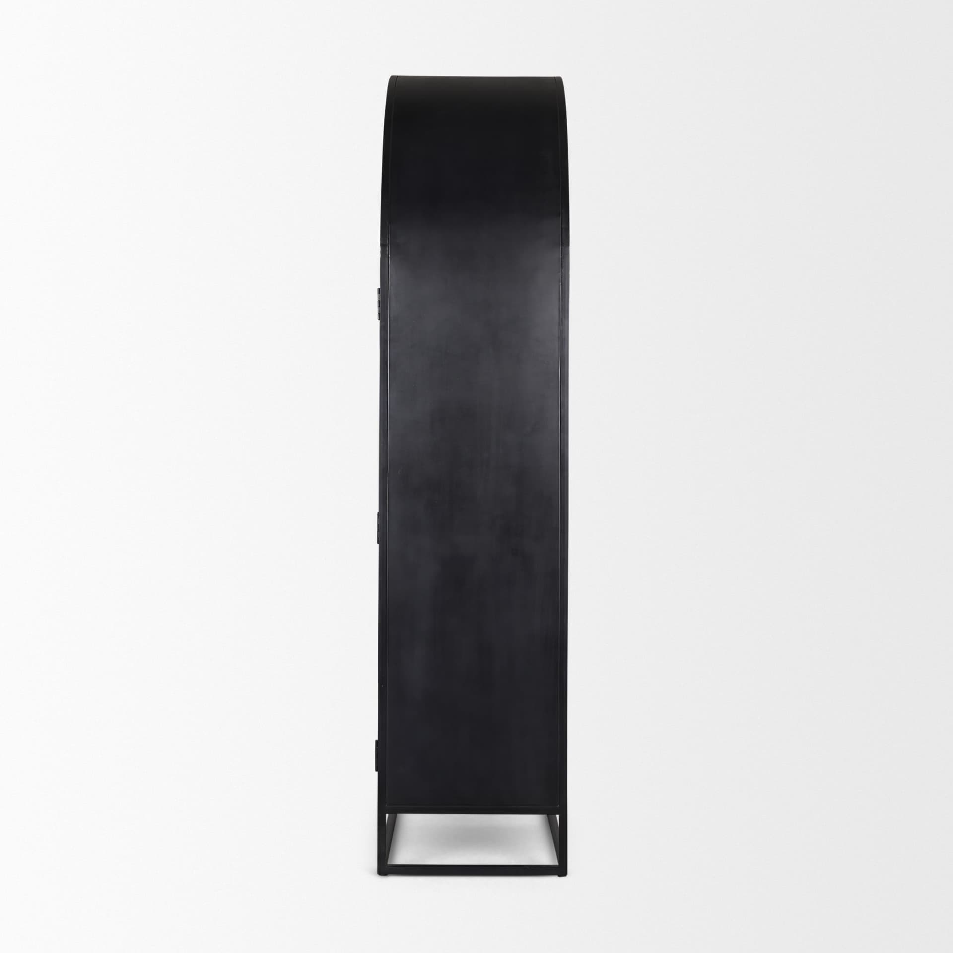 Sloan 42W x 80H Dark Brown Wood W/Black Metal Arched Curio Cabinet — product photograph