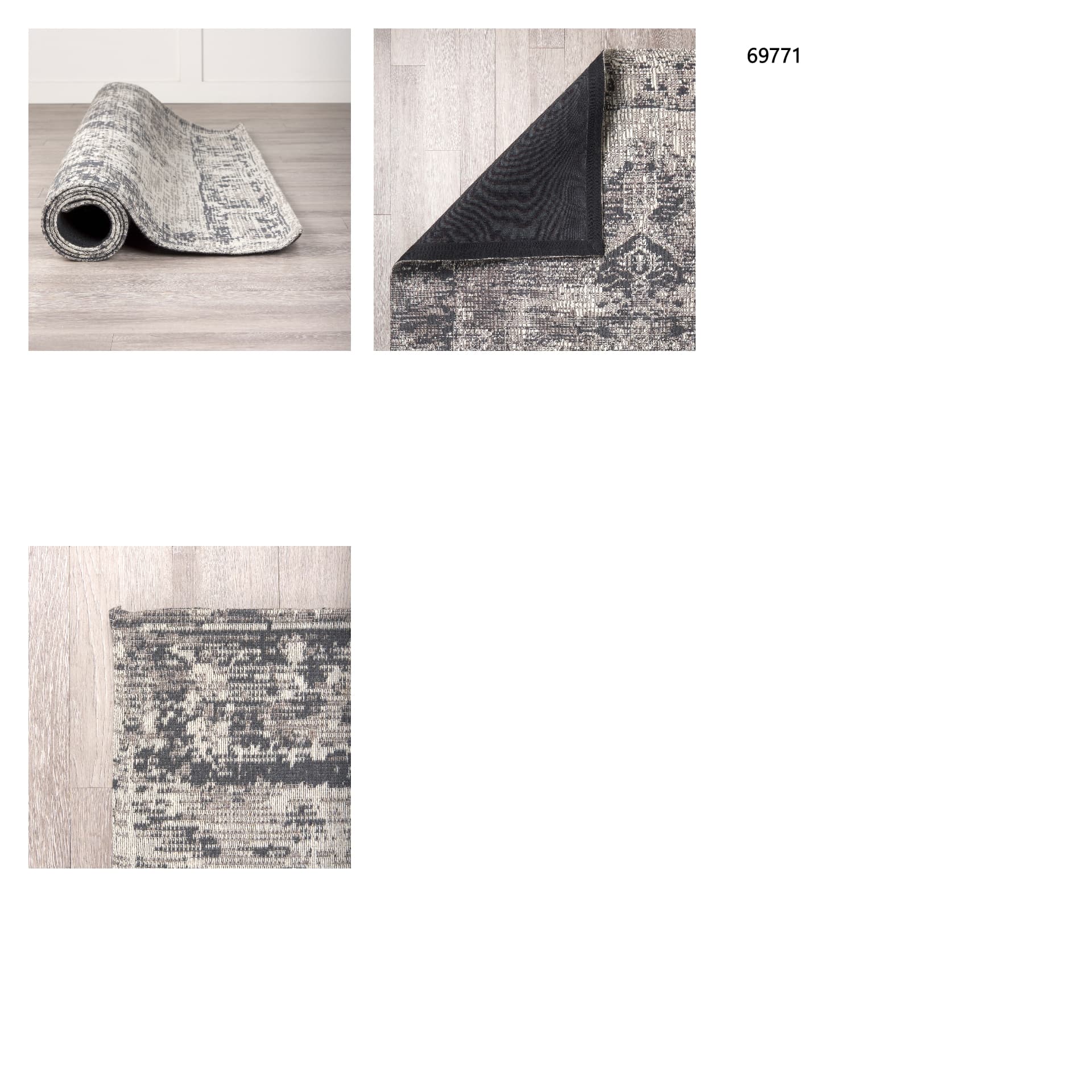 Greyson 96.0L x 60.0W x 0.4H Gray Area Rug — in a styled room