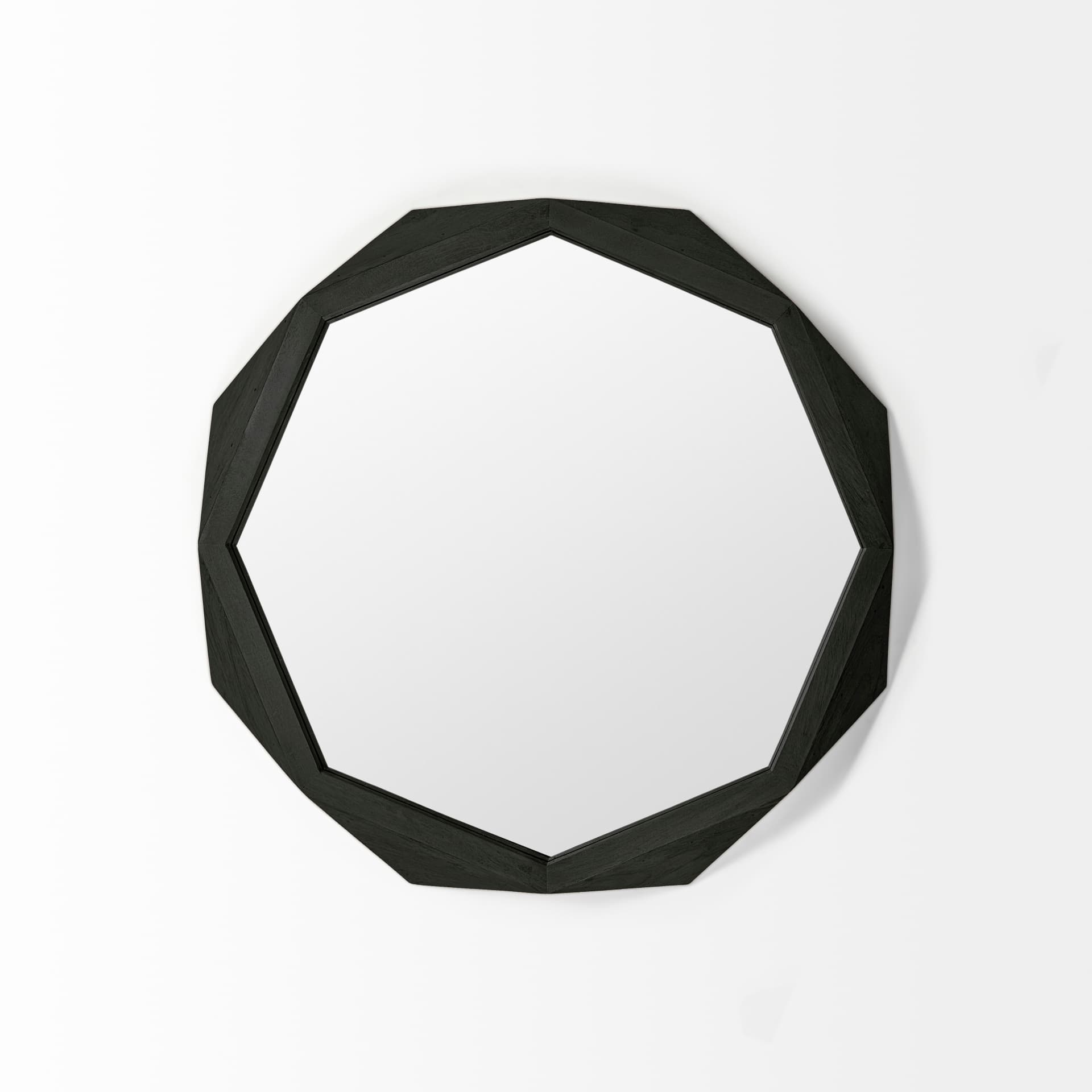 Aramis I 32" Octagon Black Wood Frame Wall Mirror — product photograph