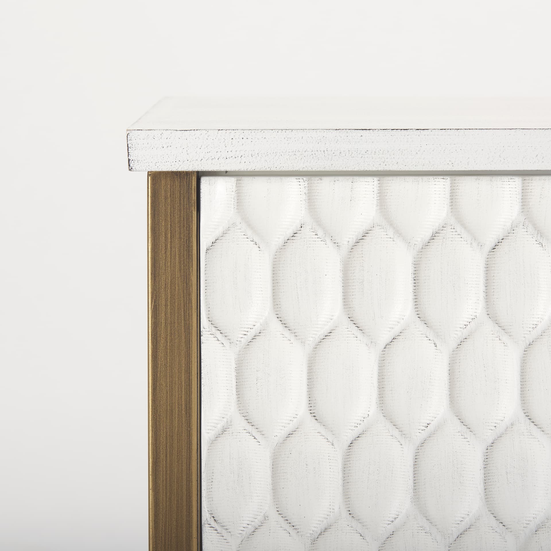 Savannah White Fir Veneer w/ Gold Metal Accent 2-Door Accent Cabinet — product photograph