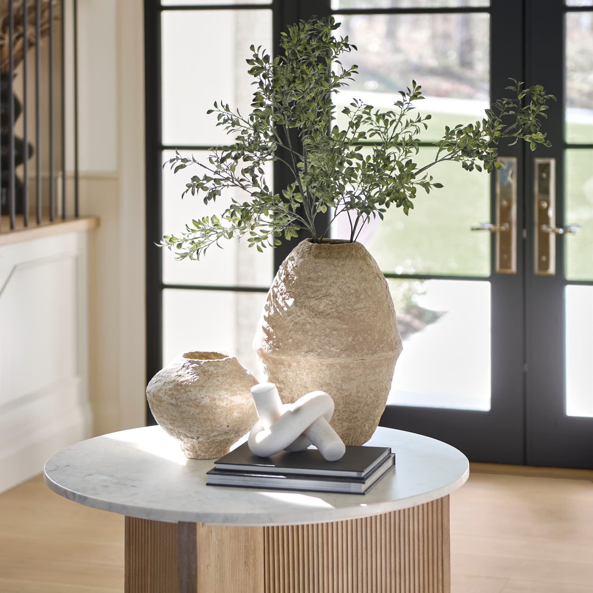 Rundal Large Beige Paper Mache Vase — product photograph