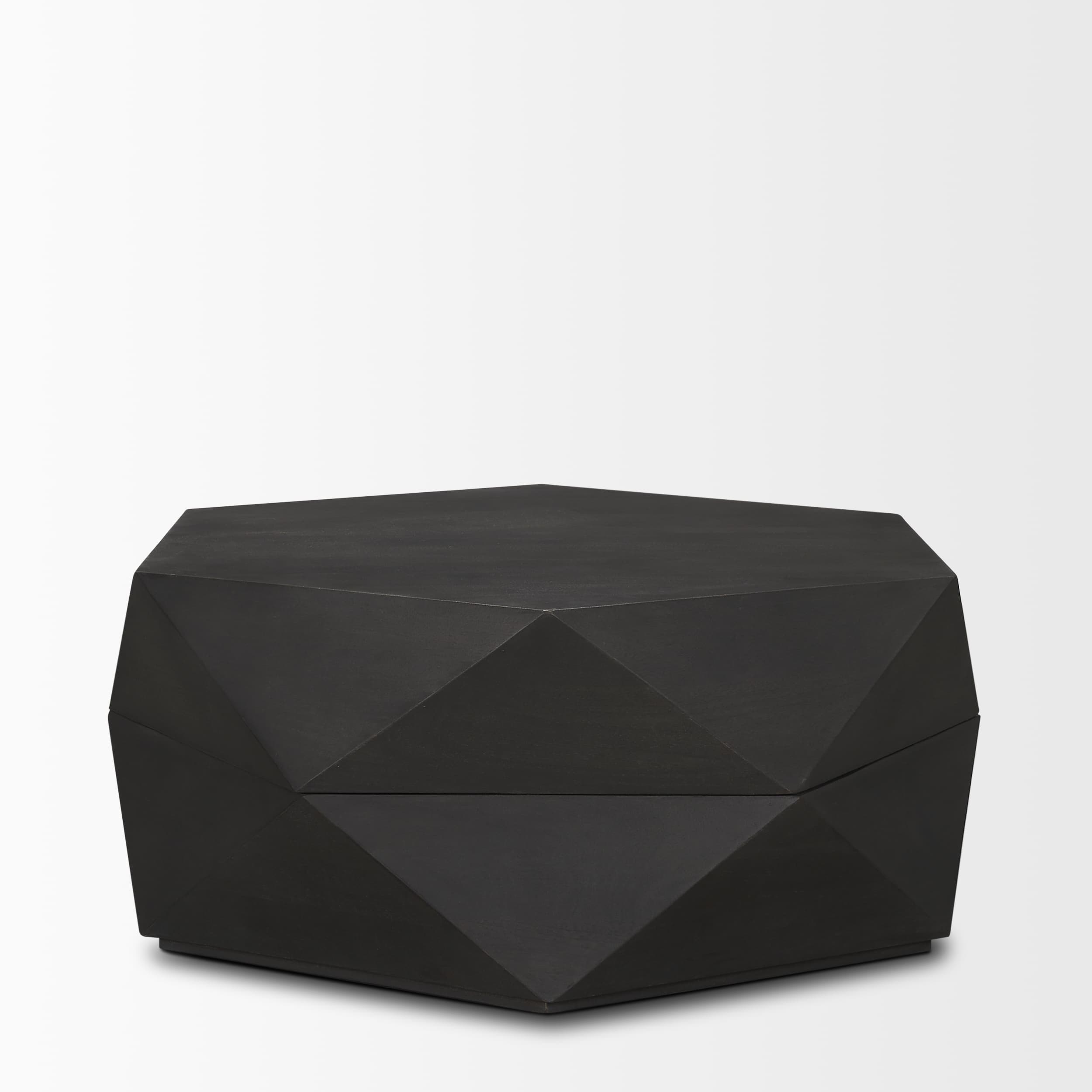 Arreto 36" Hexagonal Hinged Solid Wood Top and Base Coffee Table — product photograph