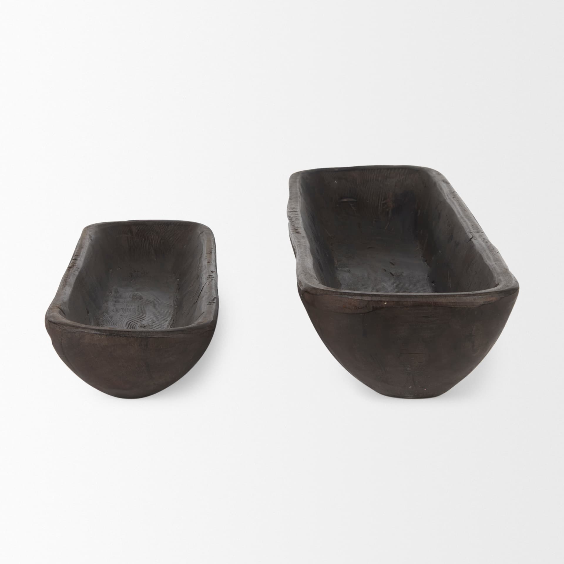 Athena Set of 2 Extra Large Black-Brown Reclaimed Wood Trays — product photograph