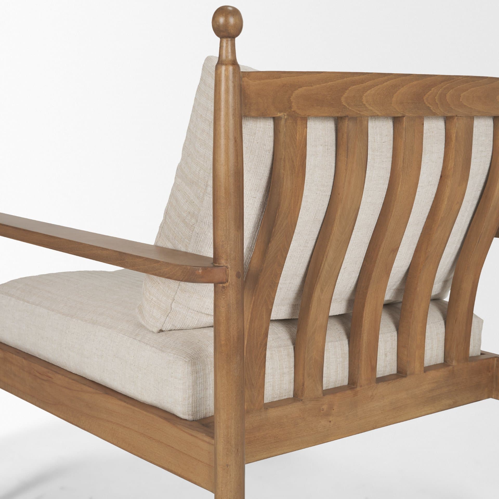 Danni Beige Fabric Beech Wood Framed Accent Lounge Chair — product photograph