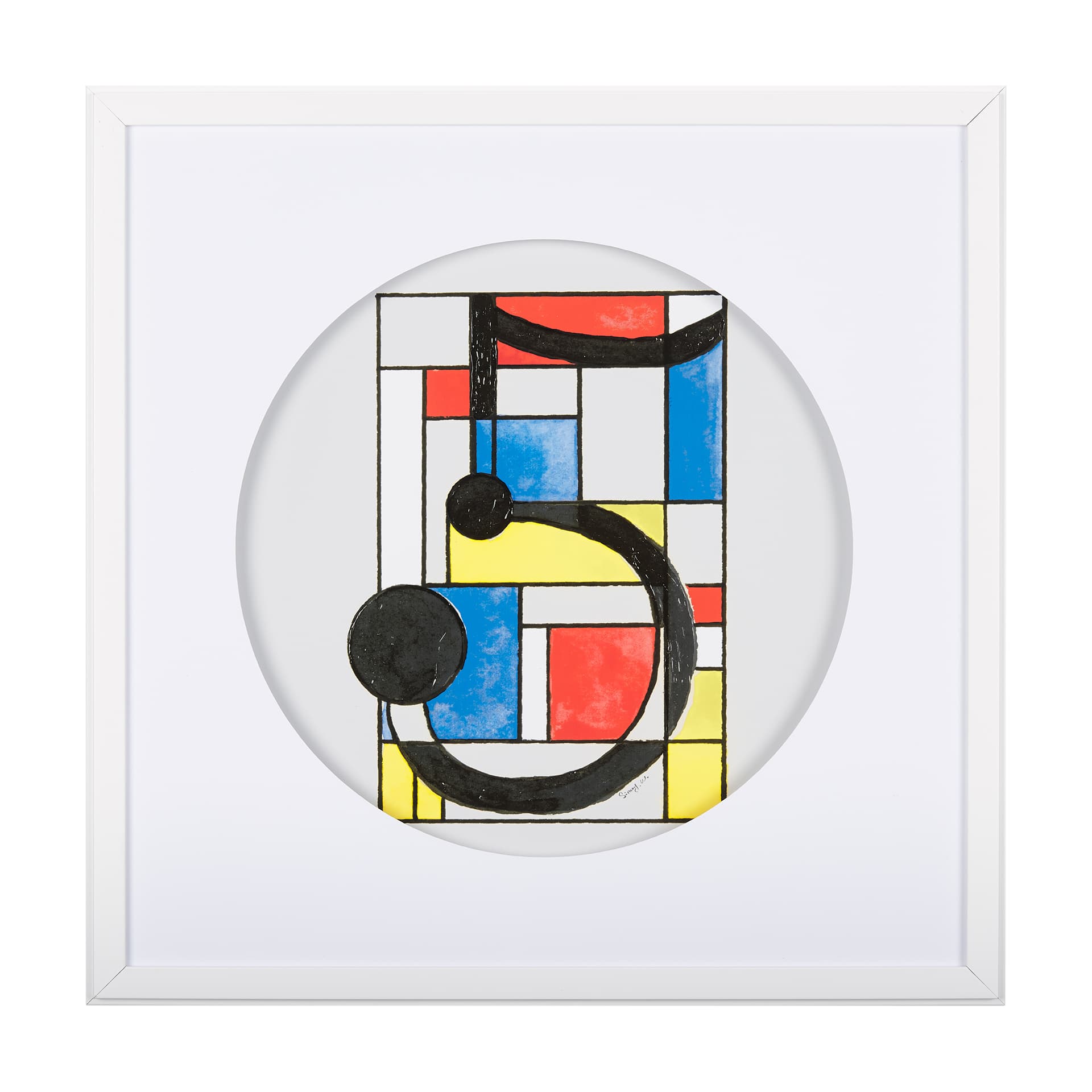 Numbers V by Mercana Studio a Hand Embellished Textured Framed Art Print Matted under Glass — product photograph