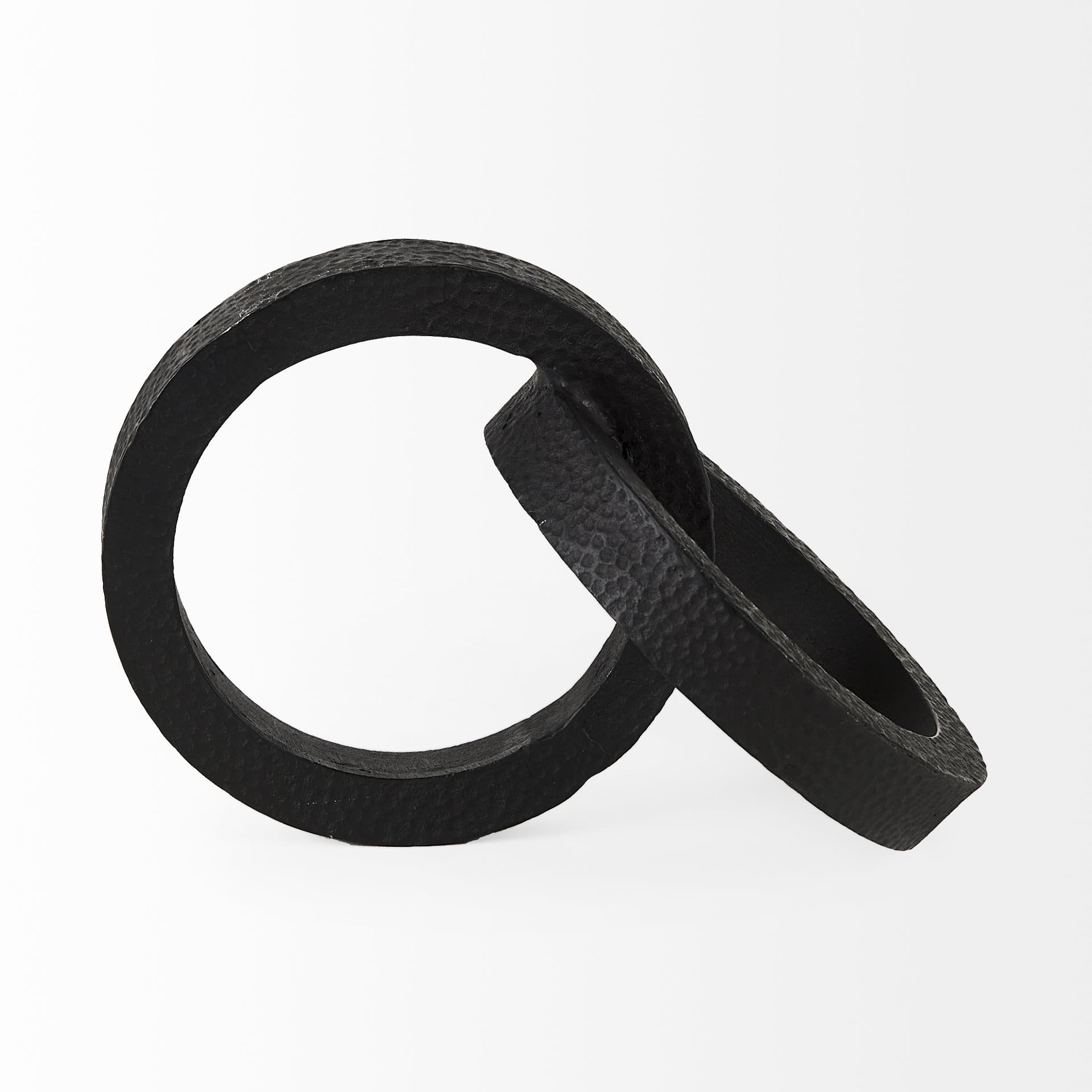 Rafiki Two Blackened Hammered Finish Metal Conjoined Circles — product photograph