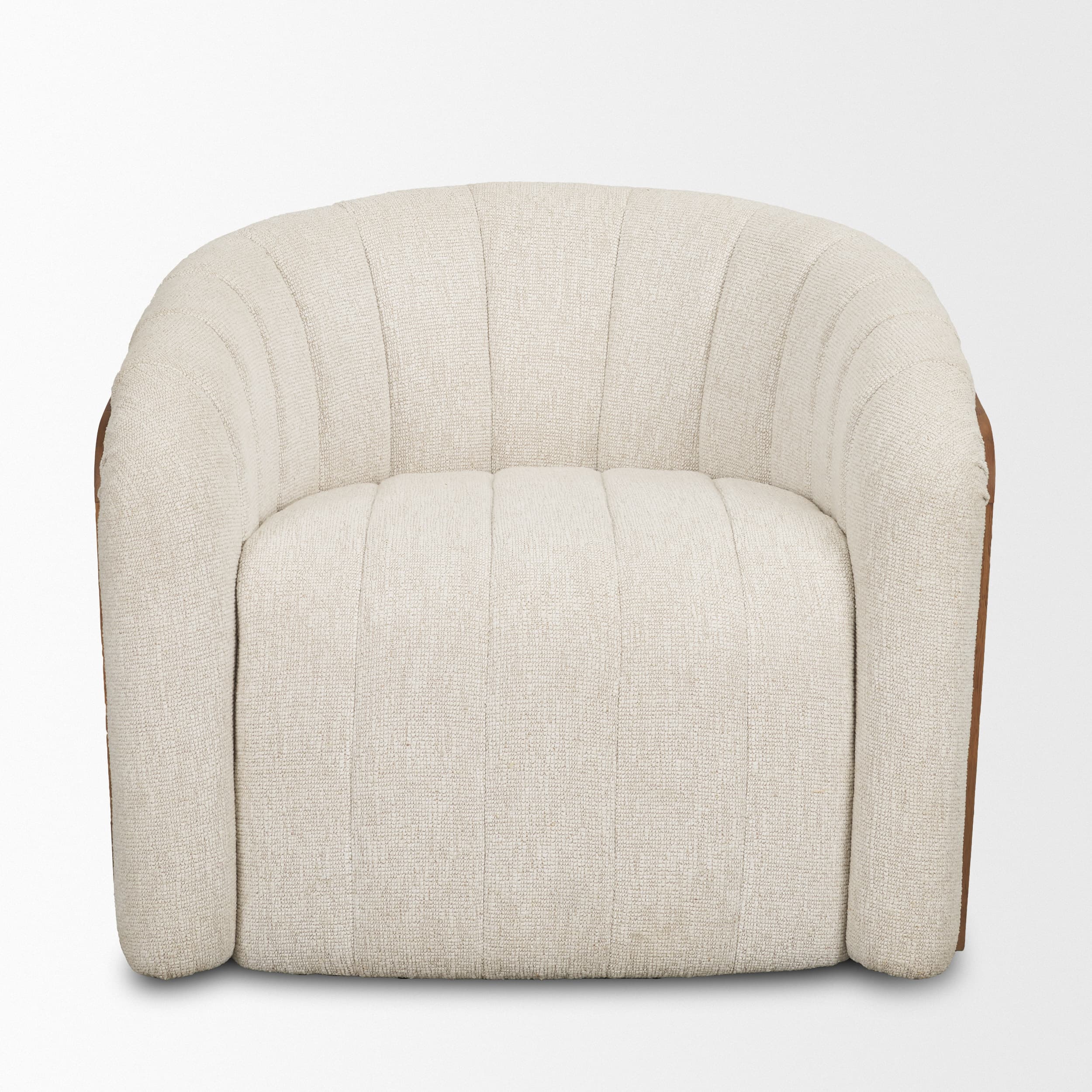 Fonda Cream Fabric w/ Natural Jute Swivel Accent Chair — product photograph