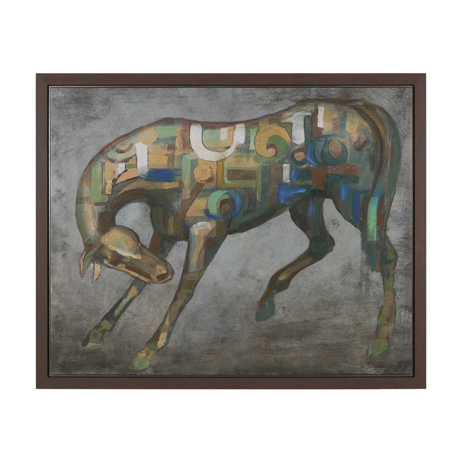Mosaic Horse I by Mercana Studio a Hand Embellished Textured Framed Canvas — product photograph