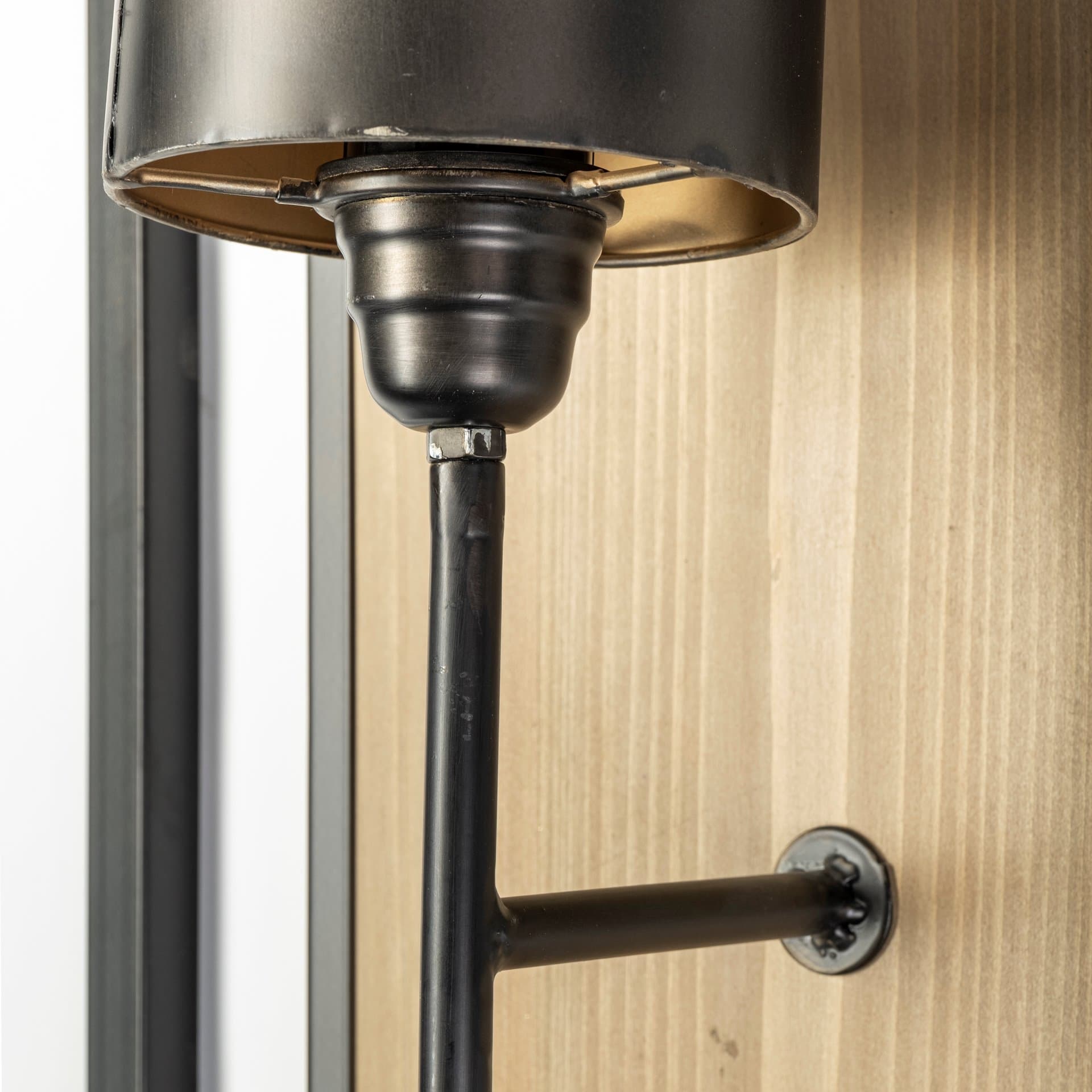 Cleo 16.9x57.1 Black Metal and Wood Rectangular Wall Sconce — product photograph
