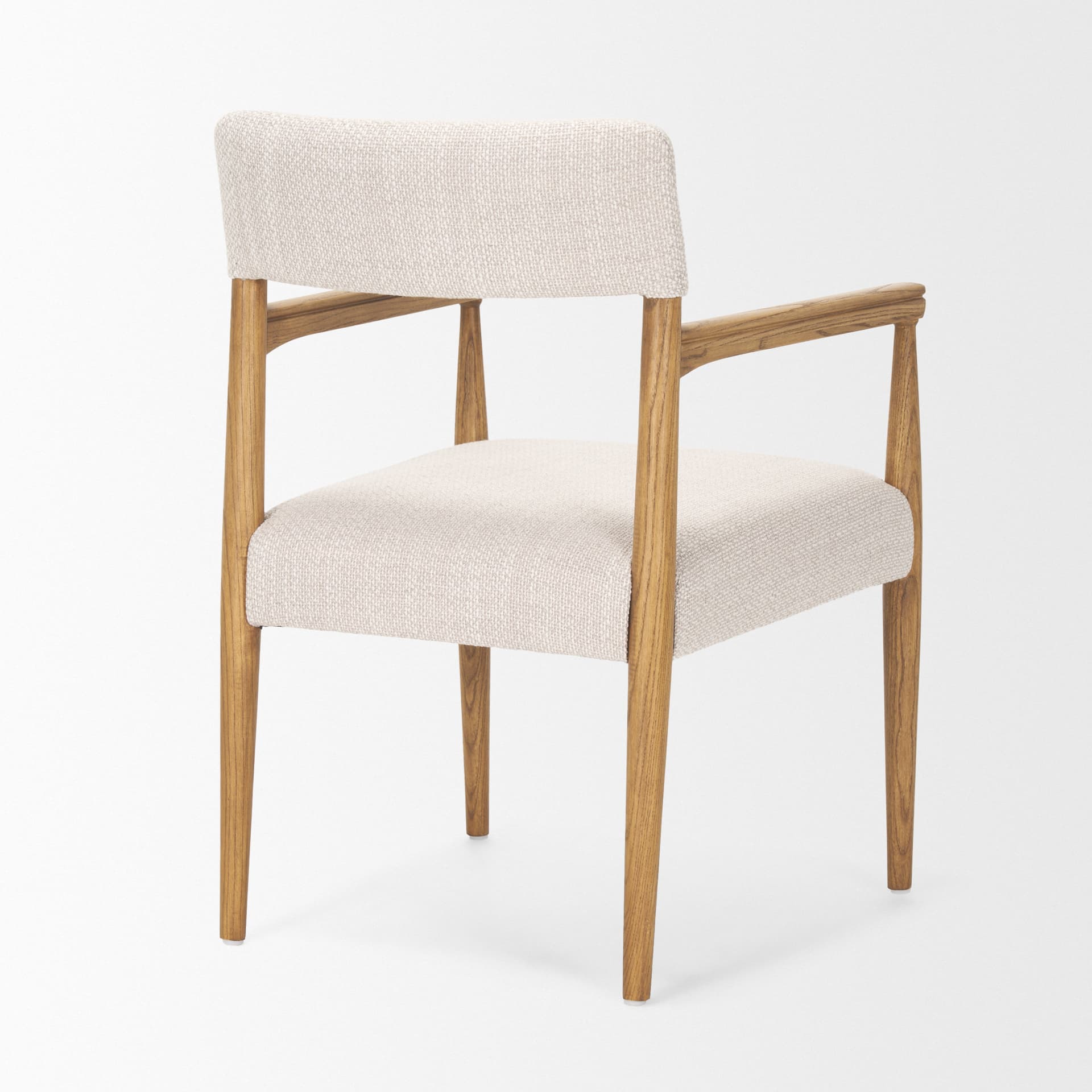 Toni Curved Back Dining Side Chair | Cream Fabric w/ Light Brown Wood — product photograph