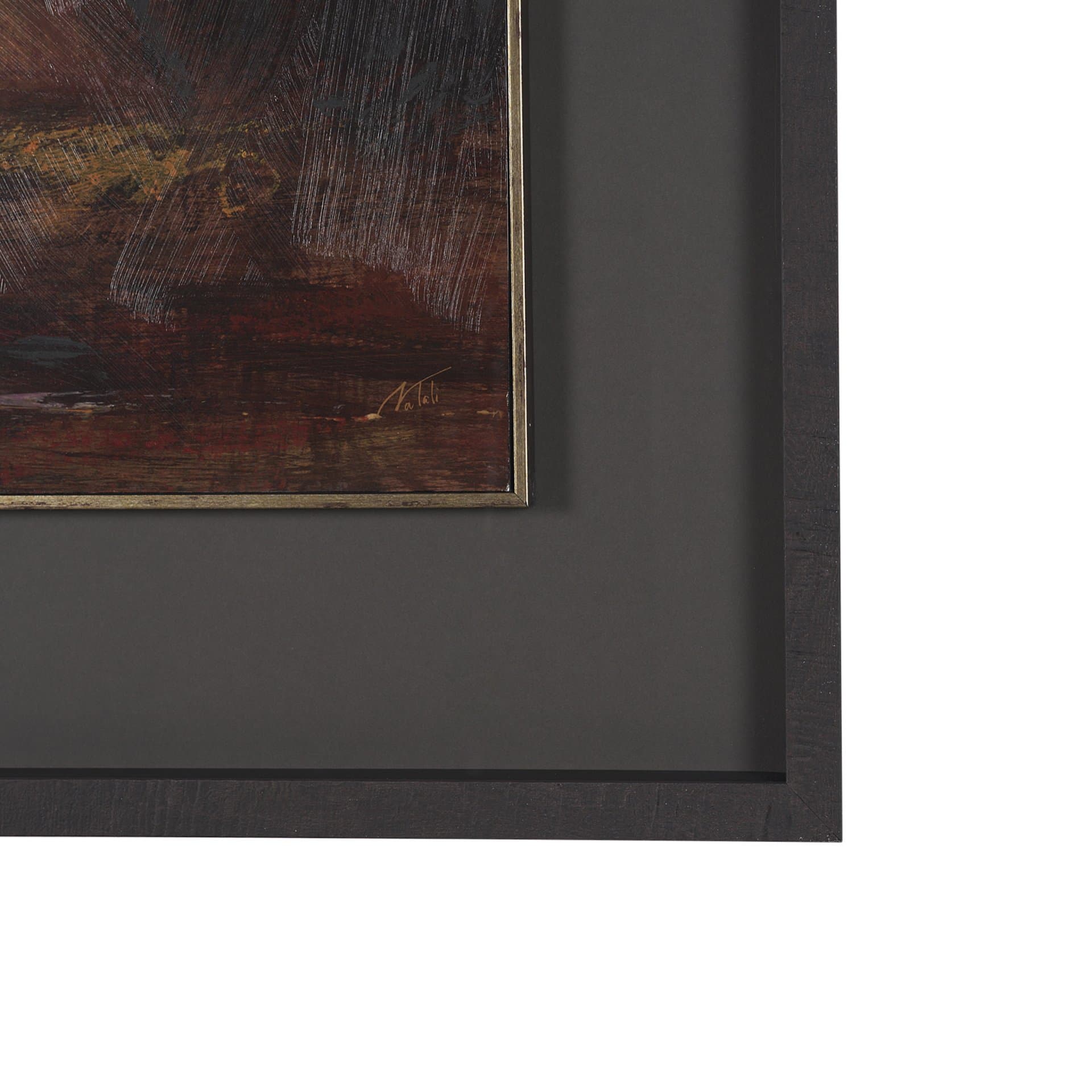 Golden Quiet II by Mercana Studio Hand-Embellished Textured Framed Artwork Matted under Glass — product photograph