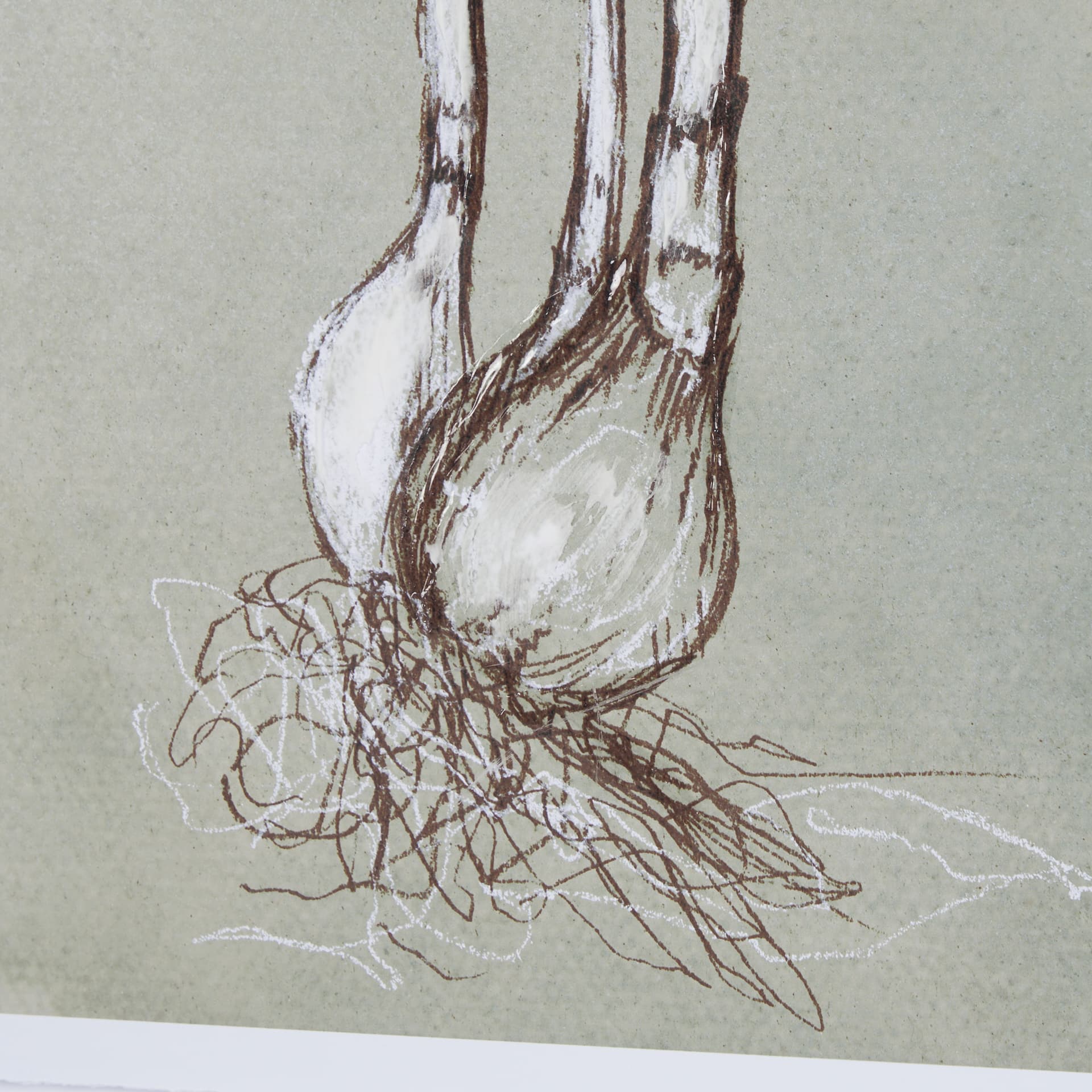 Botanical Sketch I (green) by Mercana Studio Hand Embellished Framed Art Print Matted under Glass — product photograph