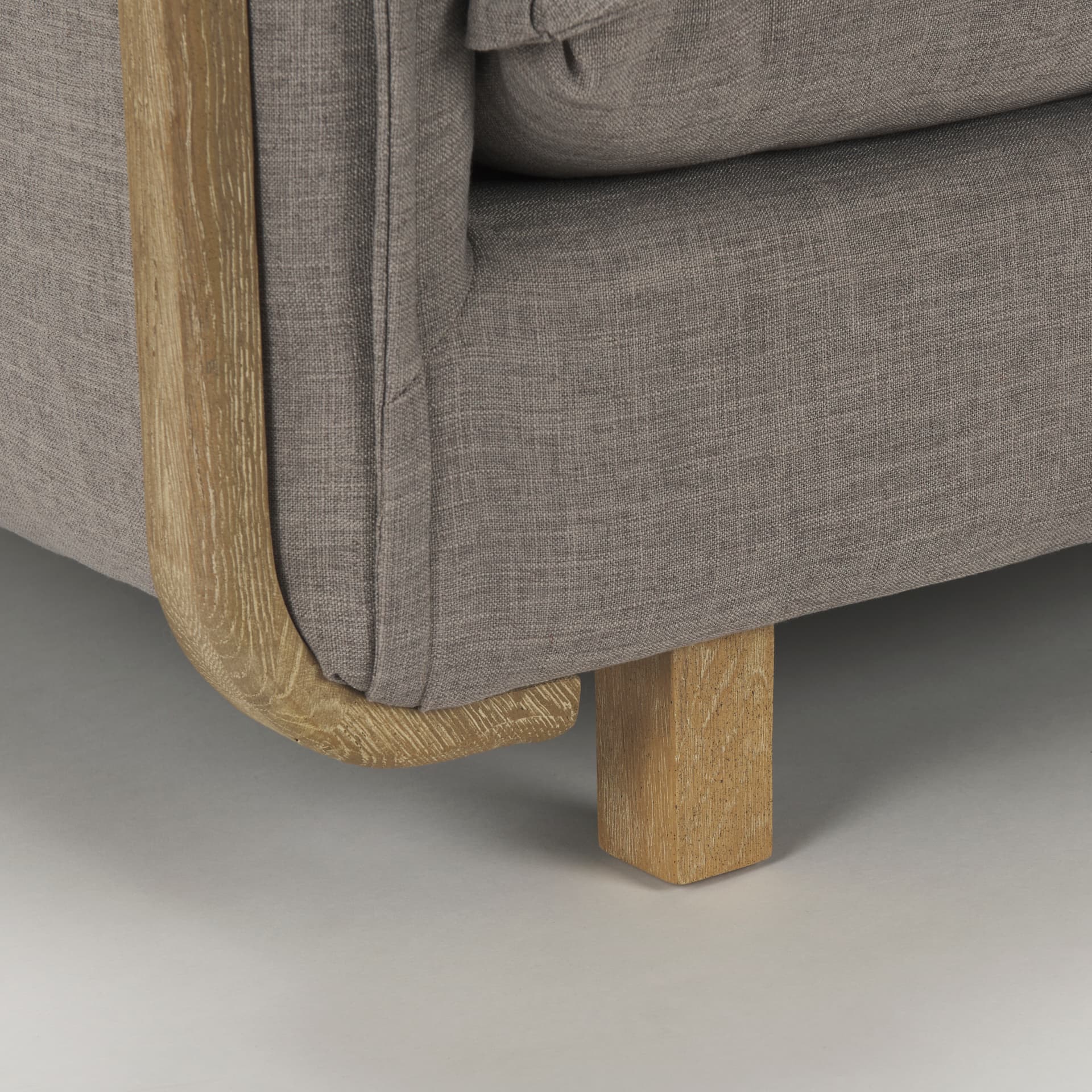 Roy II Flint Gray Upholstered and Brown Wood Frame Arm Chair — product photograph