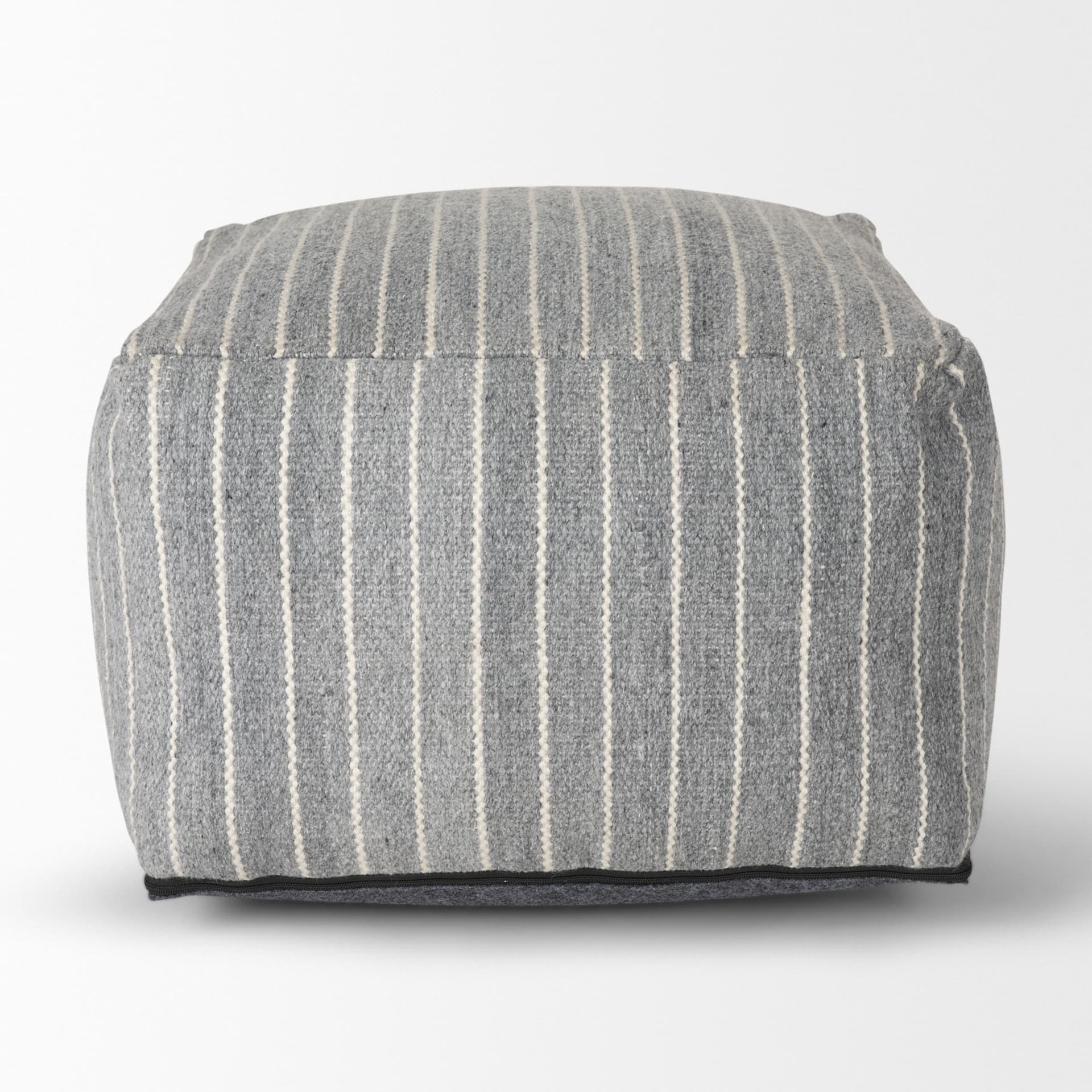 Kensie Large Blue Striped Pouf — product photograph