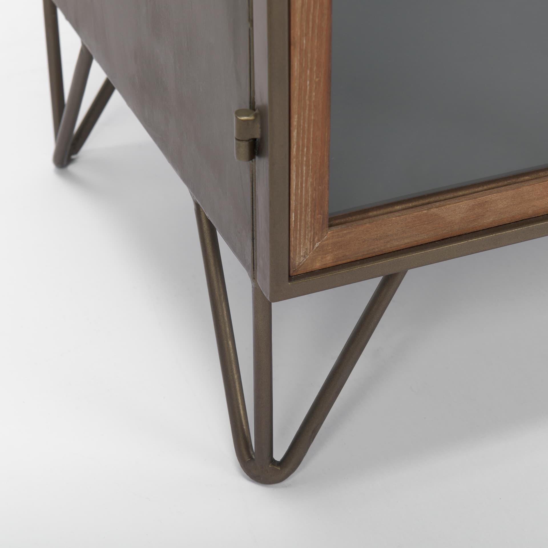 Pandora Dark Brass Metal W/Red Wood 2 Door Accent Cabinet — product photograph