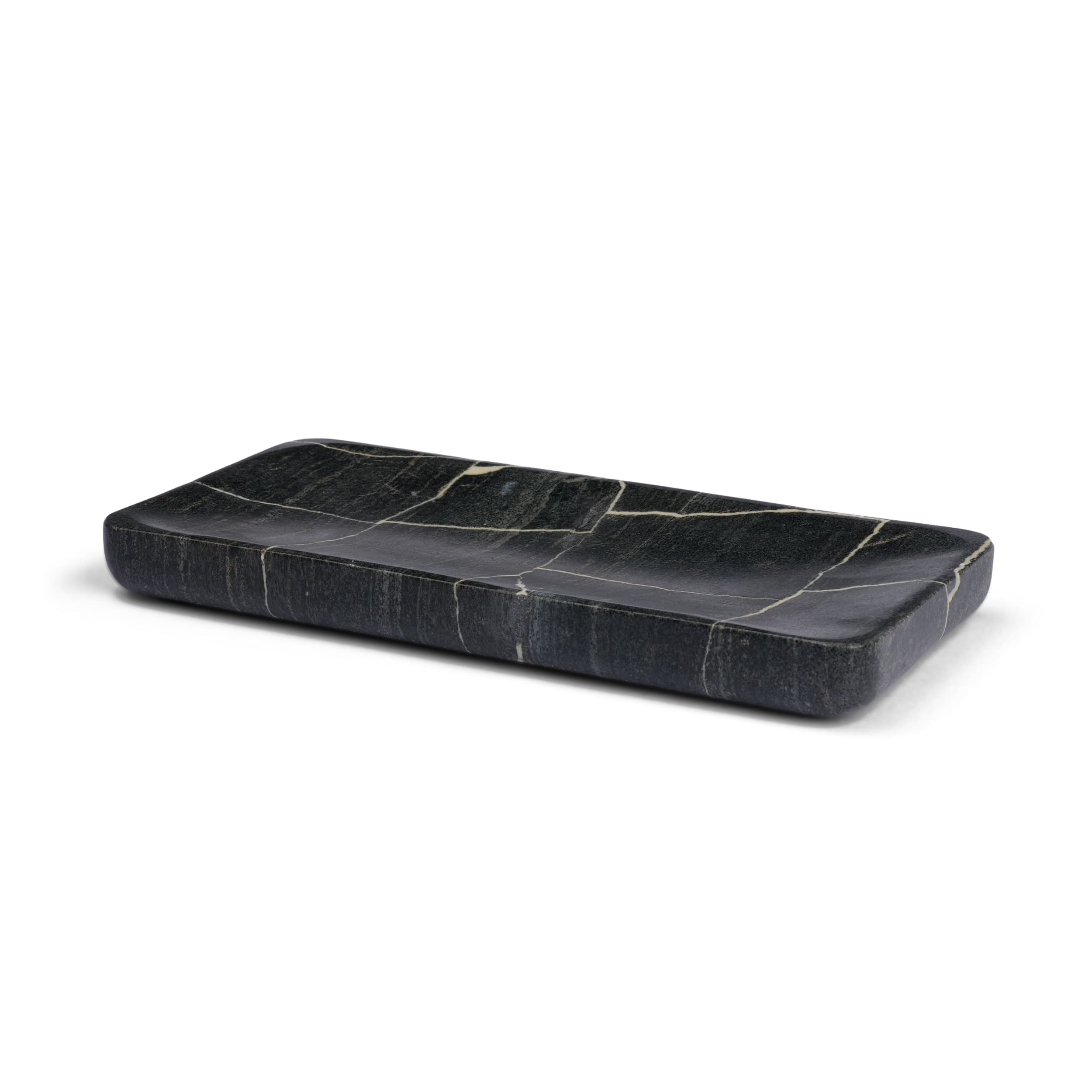 Tratto Rectangular Black Marble Tray — product photograph