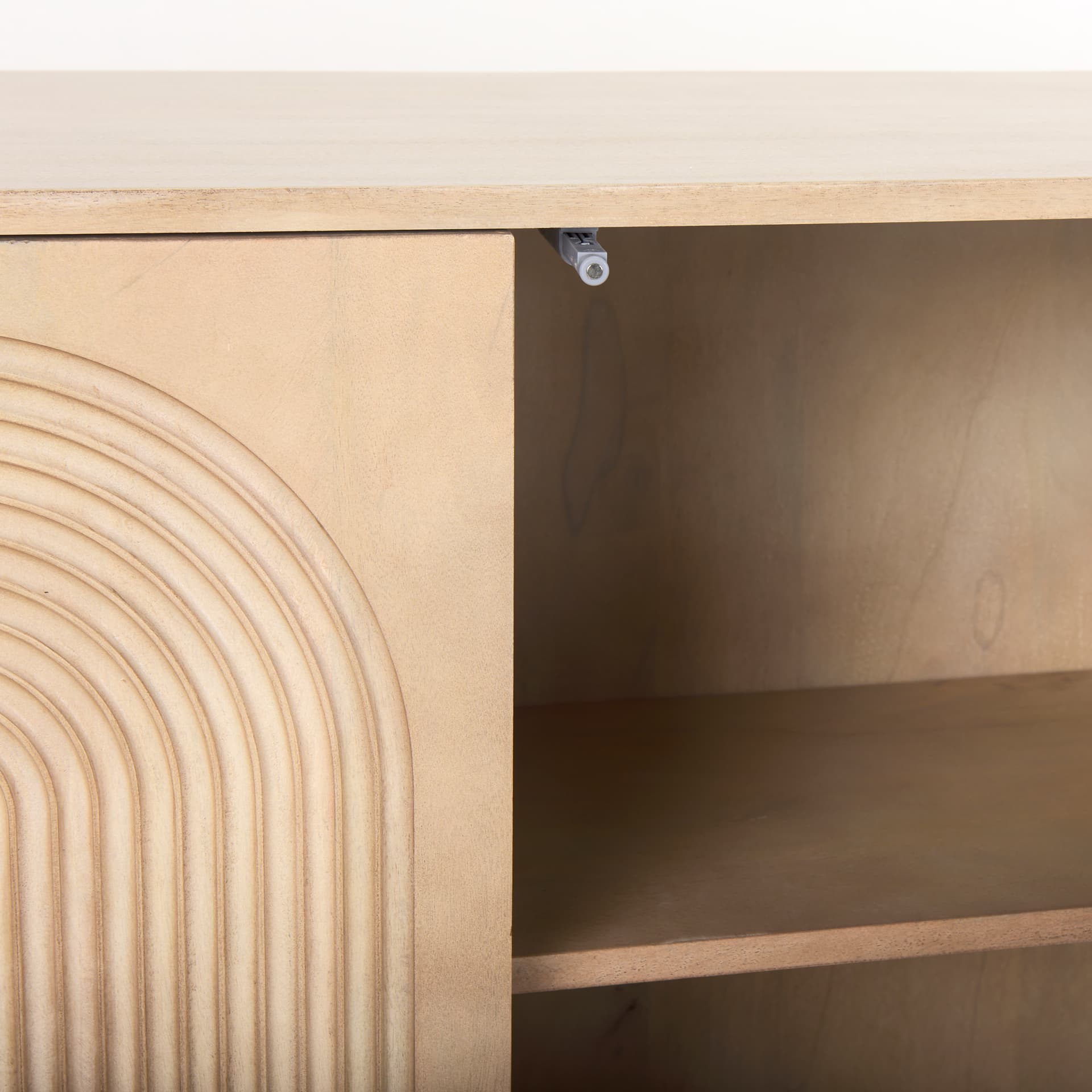 Tucker Light Brown Wood w/ Carved Arch Pattern 4 Door Sideboard — product photograph
