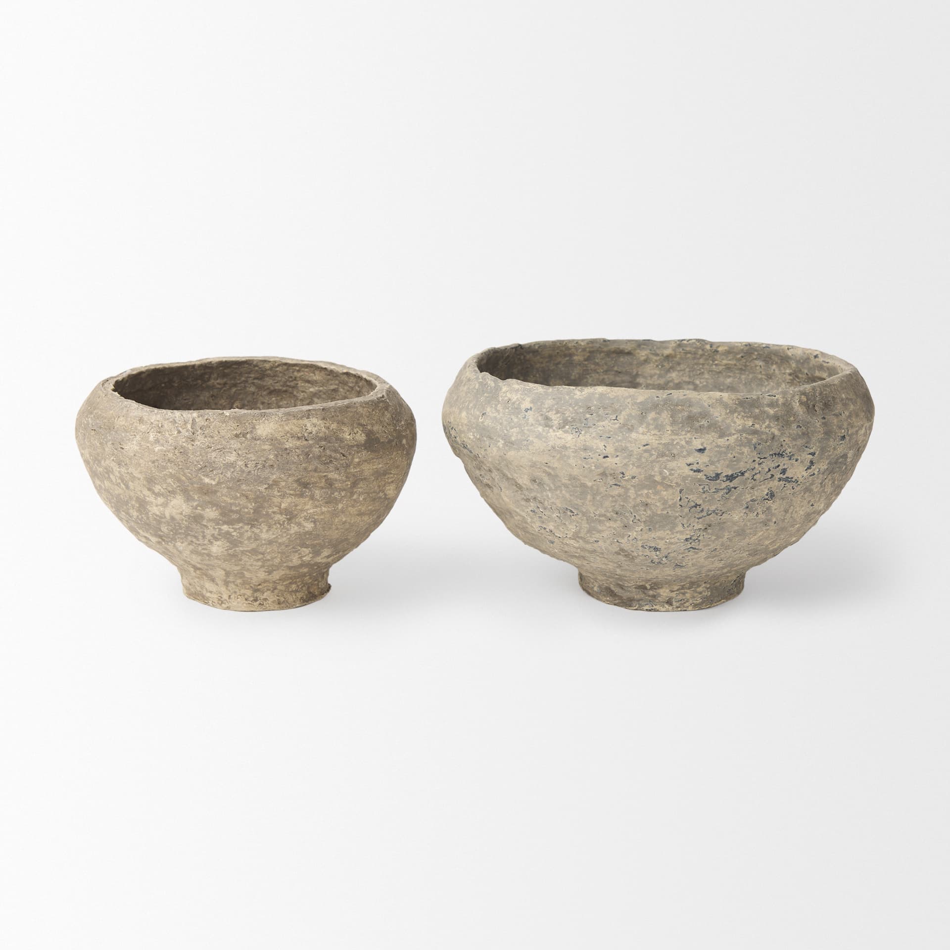 Sonu Set of 2 Gray Paper Mache Half-Pot Bowls — product photograph
